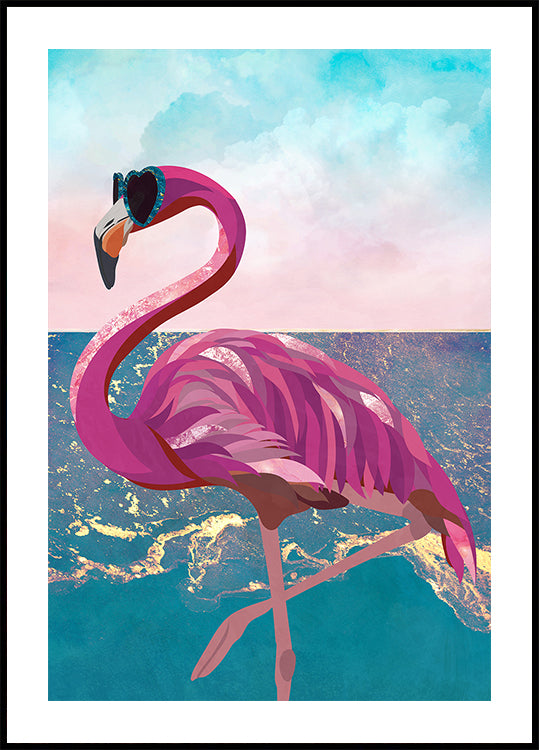 Flamingo goes to the beach Plakat - Posterbox
