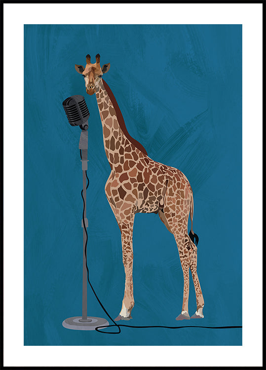 Giraffe Microphone Pink 2 01 Plakat - Posterbox