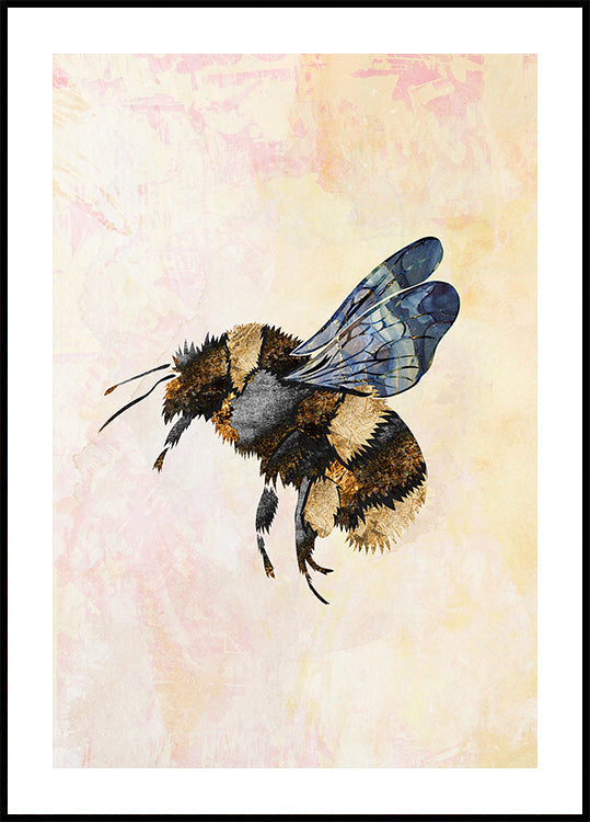 Grunge Watercolour Bee Plakat - Posterbox
