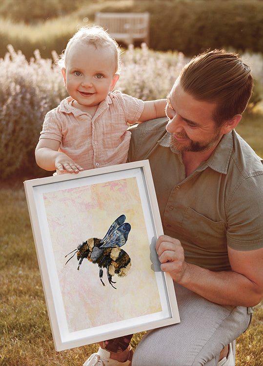 Grunge Watercolour Bee Plakat - Posterbox