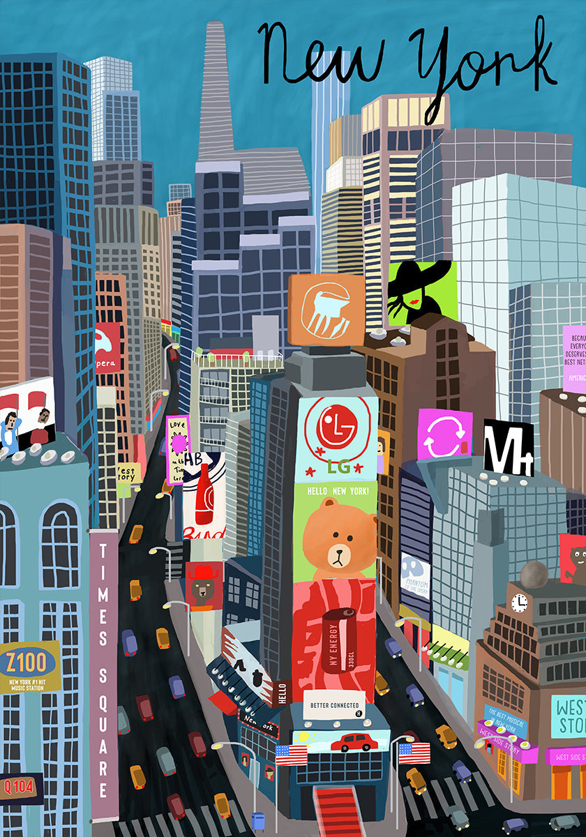 Times Square, New York Illustration von der Künstlerin Carla Daly