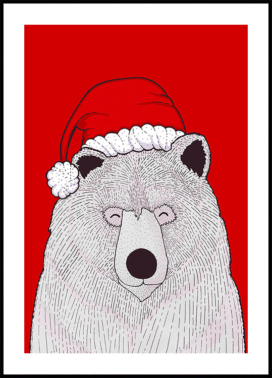 Santa red bear Plakat - Posterbox