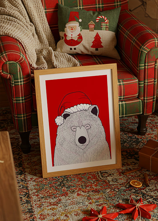 Santa red bear Plakat - Posterbox