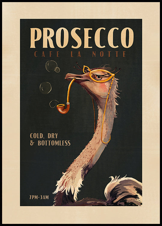 Art Deco Prosecco Wall Art Of An Ostrich Plakat - Posterbox
