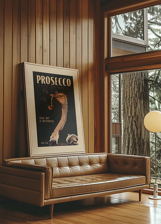 Art Deco Prosecco Wall Art Of An Ostrich Plakat - Posterbox