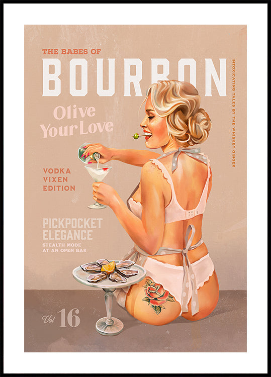 Bourbon Babe Vol 16 Vintage Vodka Martini Pin Up Girl Plakat - Posterbox