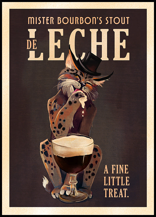 Bourbon De Leche Guinness Style Cat Art Plakat - Posterbox