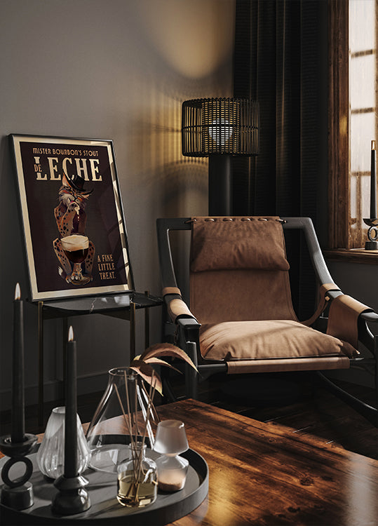 Bourbon De Leche Guinness Style Cat Art Plakat - Posterbox