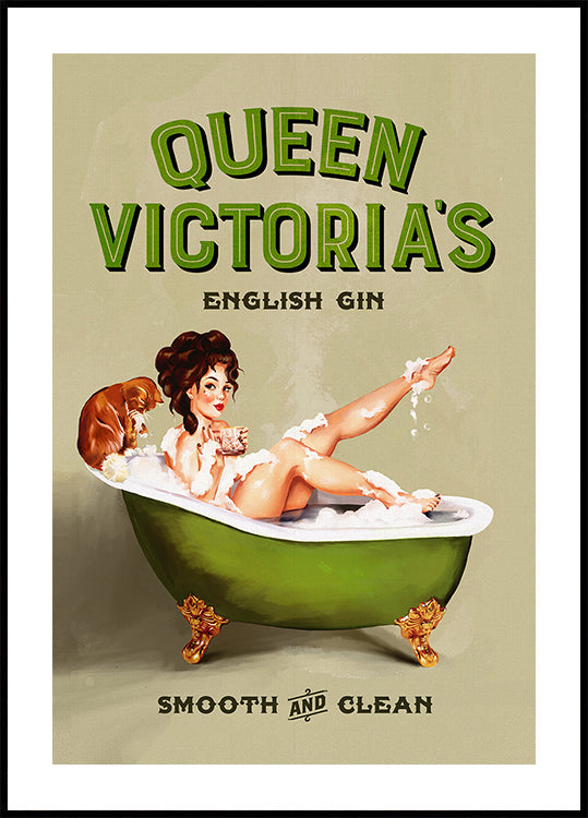 Queen Victoria English Gin Bath Pinup Girl - Posterbox