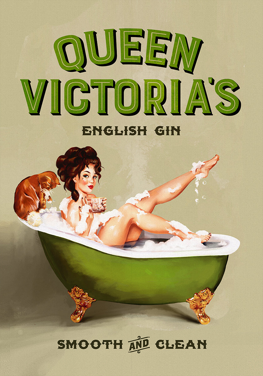 Queen Victoria English Gin Bath Pinup Girl - Posterbox