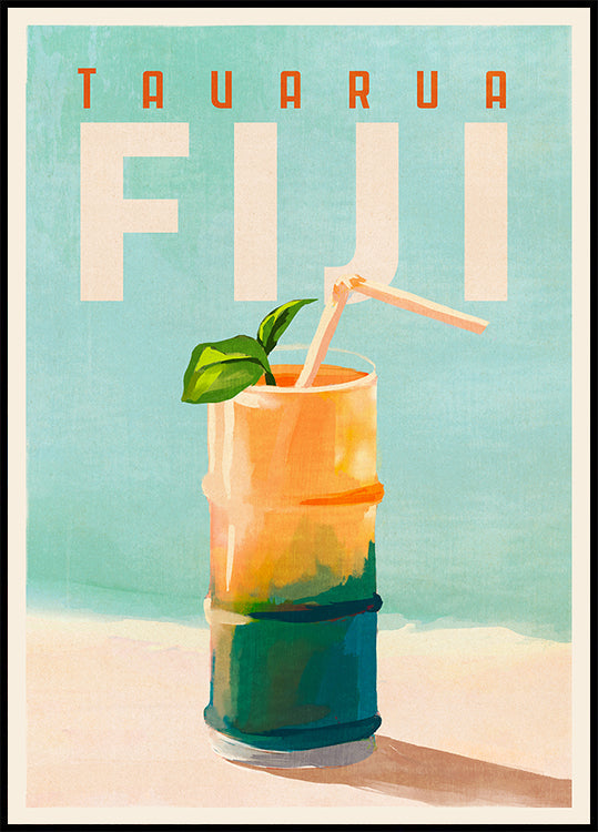 Tavarua Fiji Cocktail Travel Art Plakat - Posterbox