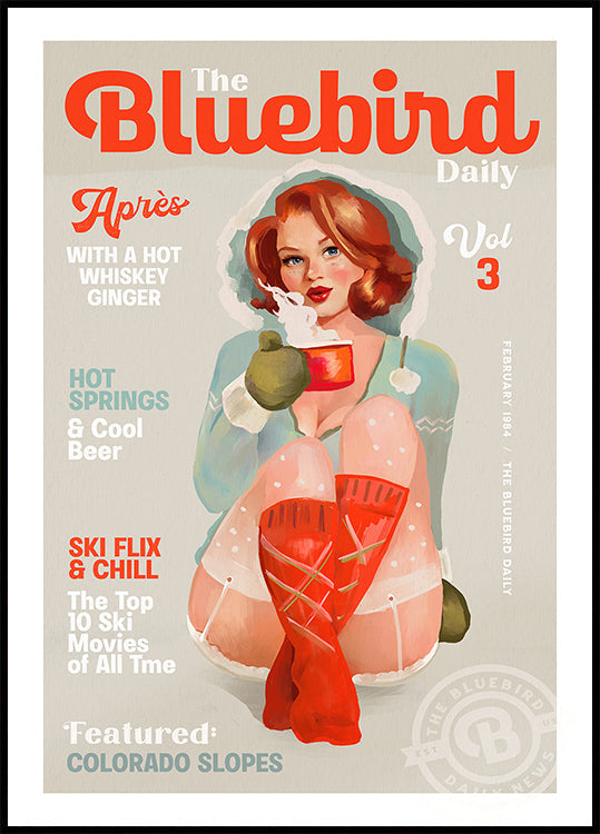 The Bluebird Daily Vintage Pin Up Ski Art Plakat - Posterbox