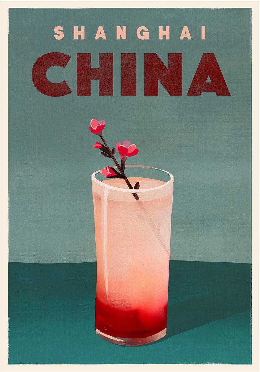 Travel Cocktail Shanghai China Plakat - Posterbox