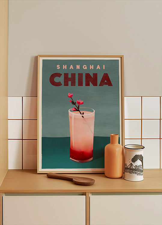 Travel Cocktail Shanghai China Plakat - Posterbox