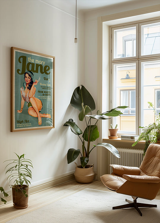 Mary Jane Retro Vintage Pinup Cannabis Art (NEW) - Posterbox