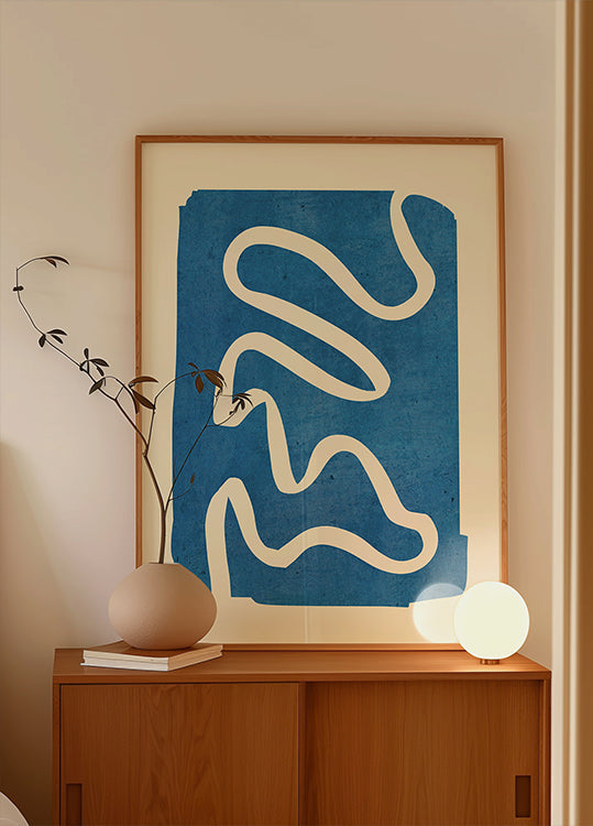 Geometric Abstract Minimal Blue Plakat - Posterbox