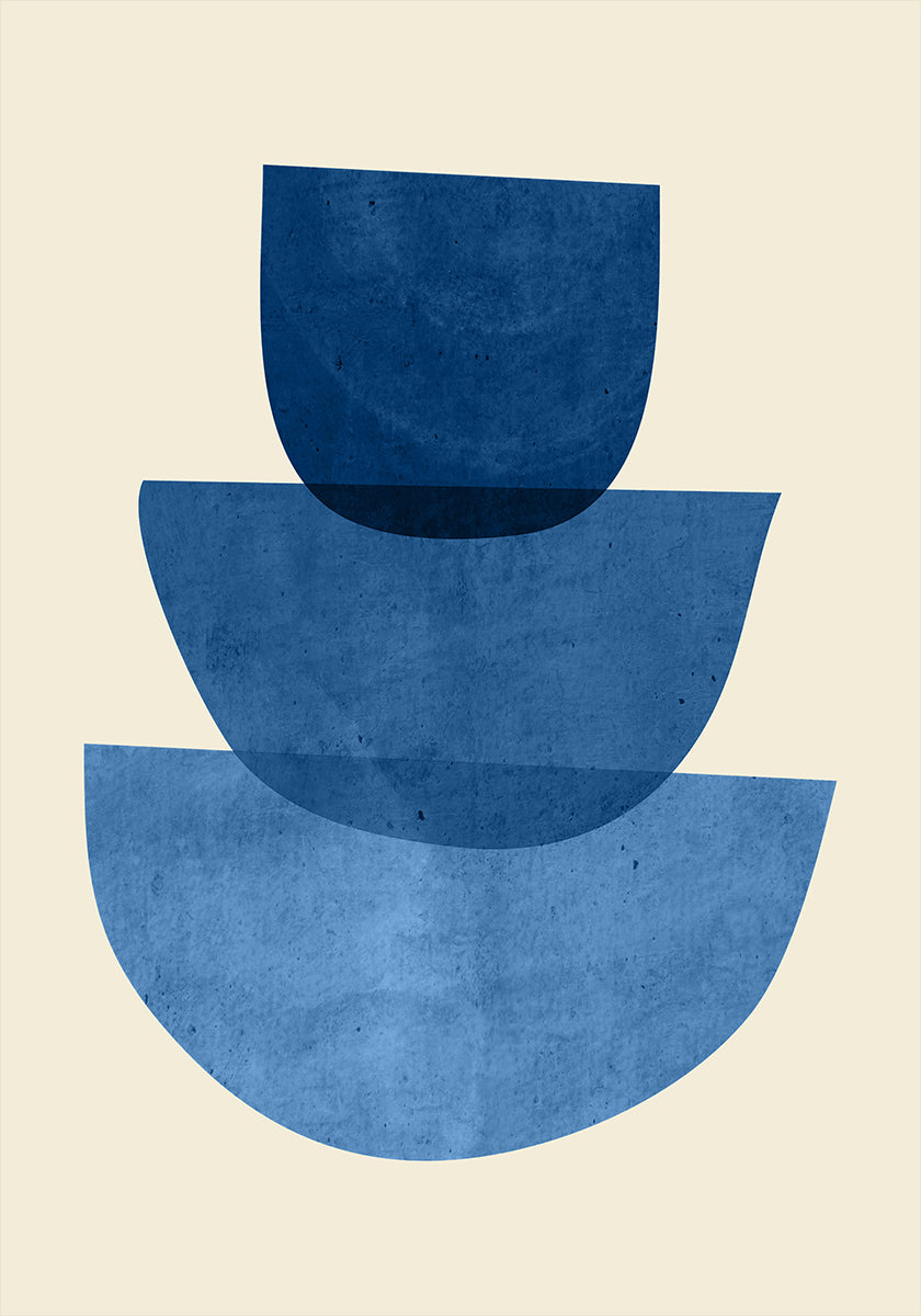 Geometric Abstract Shapes Blue Plakat - Posterbox