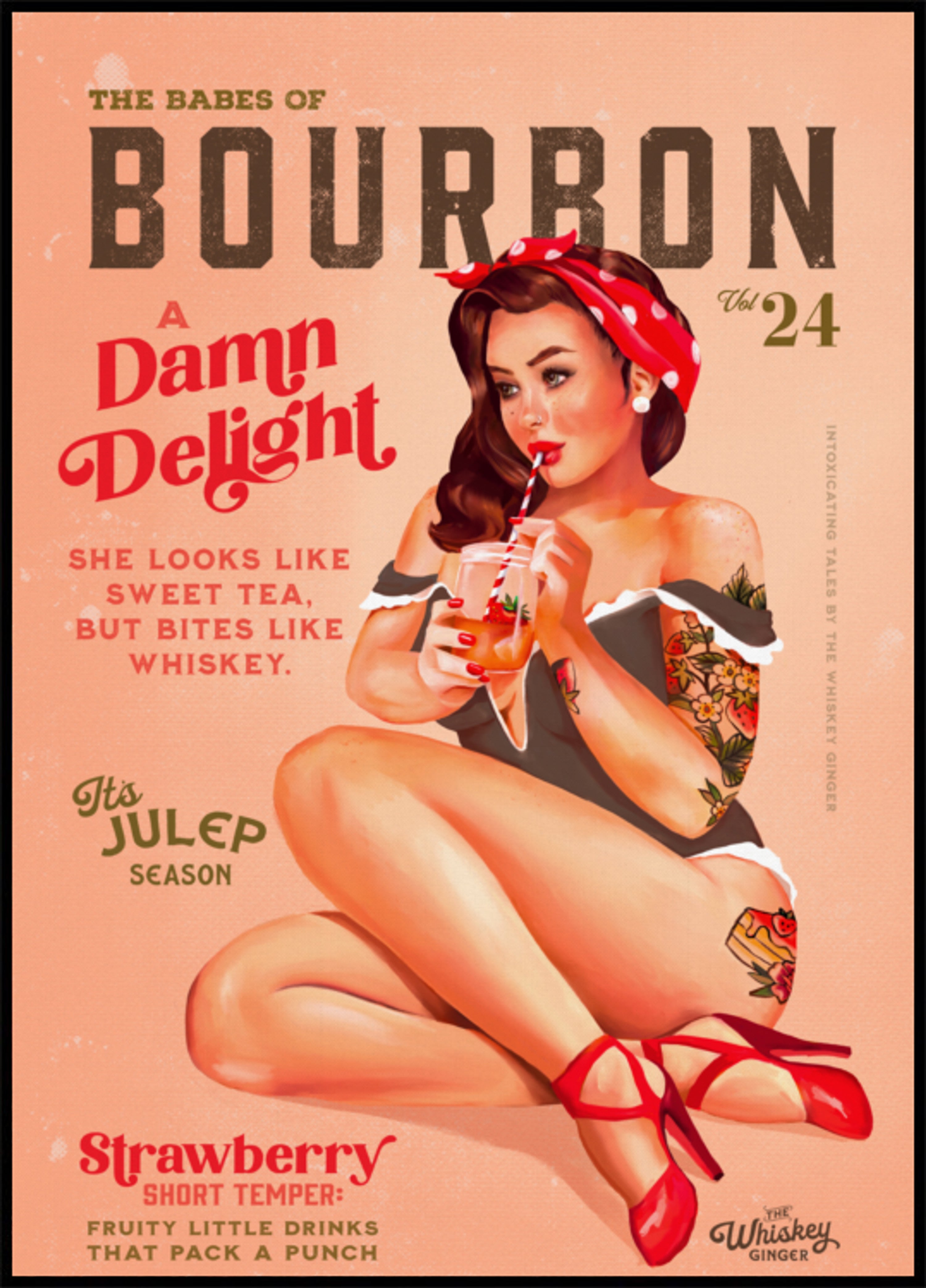 Bourbon Babes Vol 22 Vintage Pinup Girl trinkt einen Cocktail