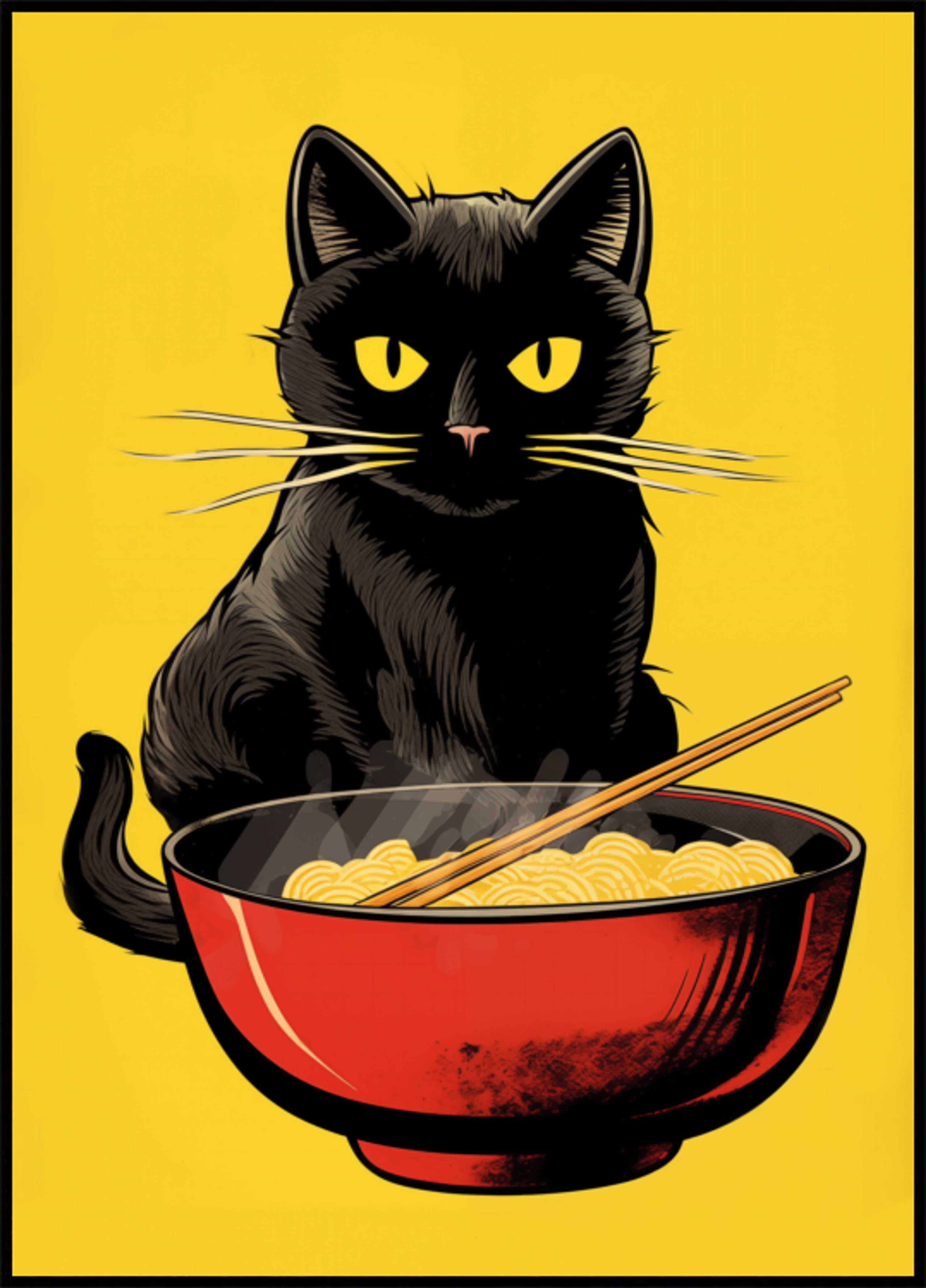 Schwarze Katze Ramenschale
