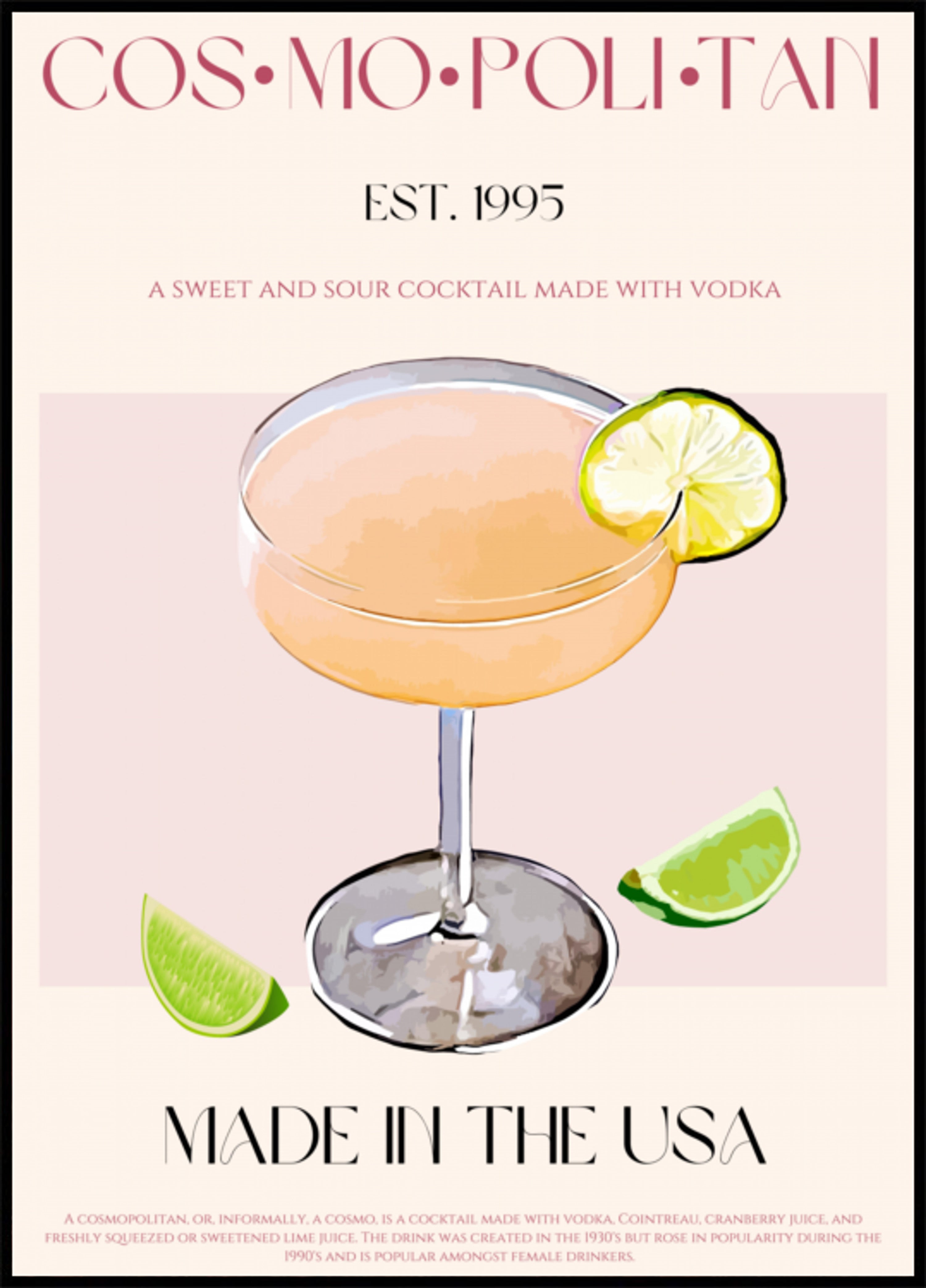 Kosmopolitischer Cocktail mit Limette