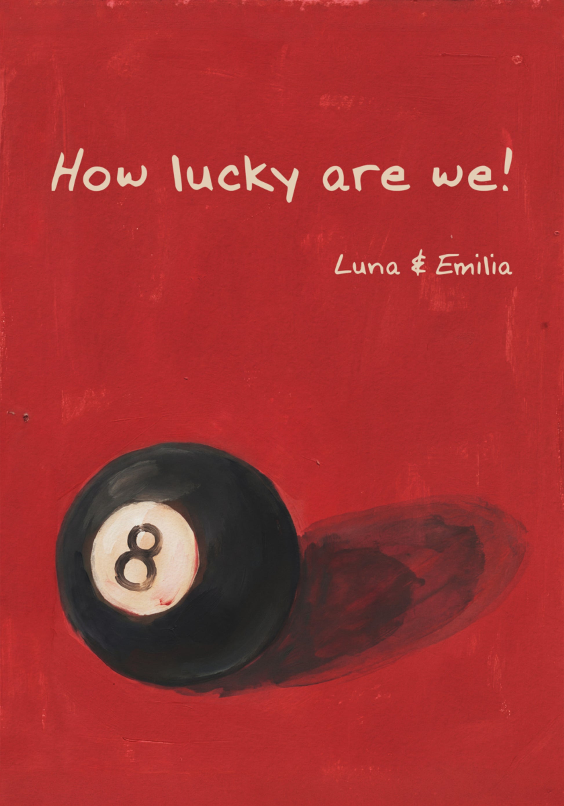 Vintages 8-Ball-Poster „Wie glücklich wir sind“.