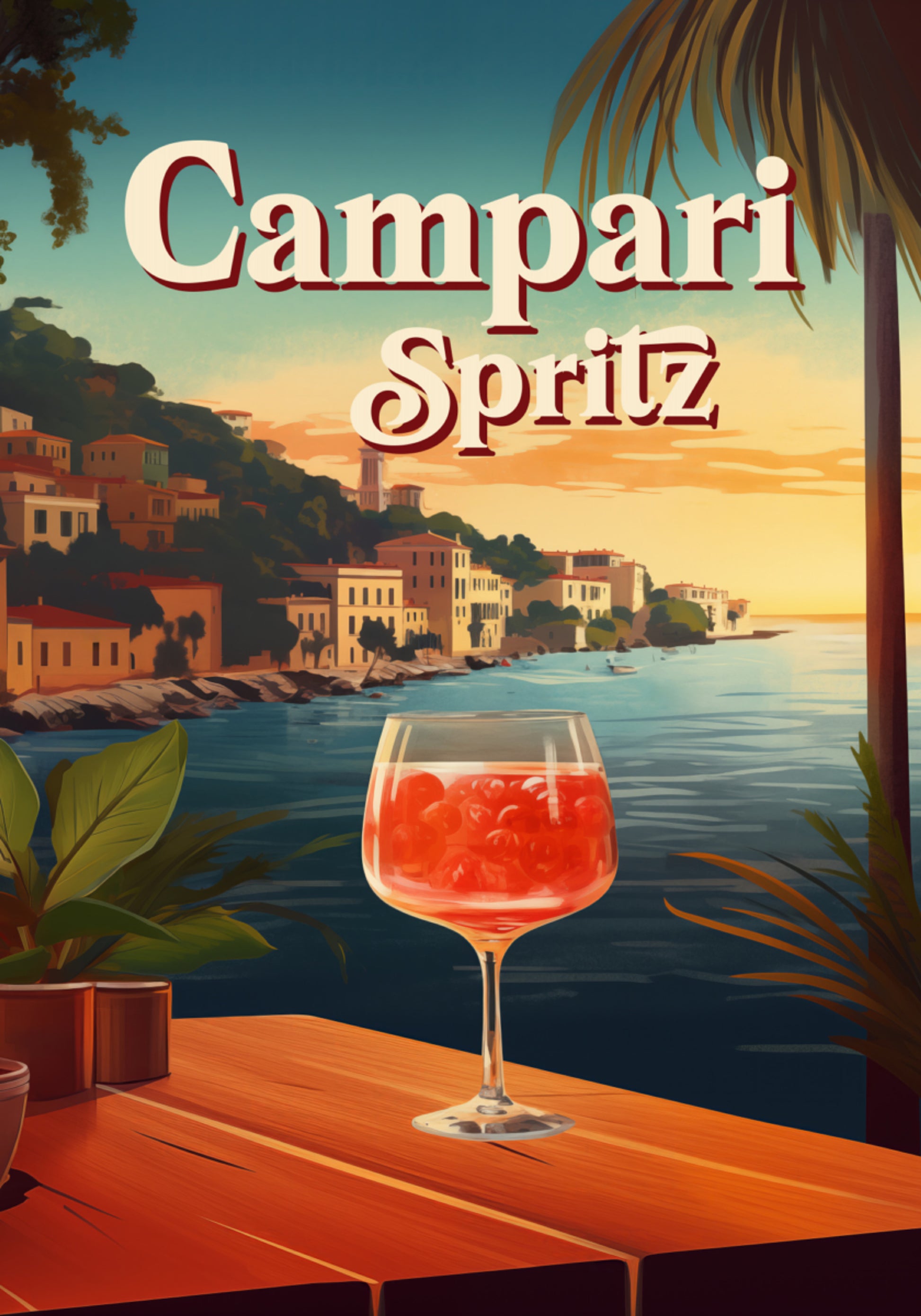 Campari Spritz Sonnenuntergang am Meer