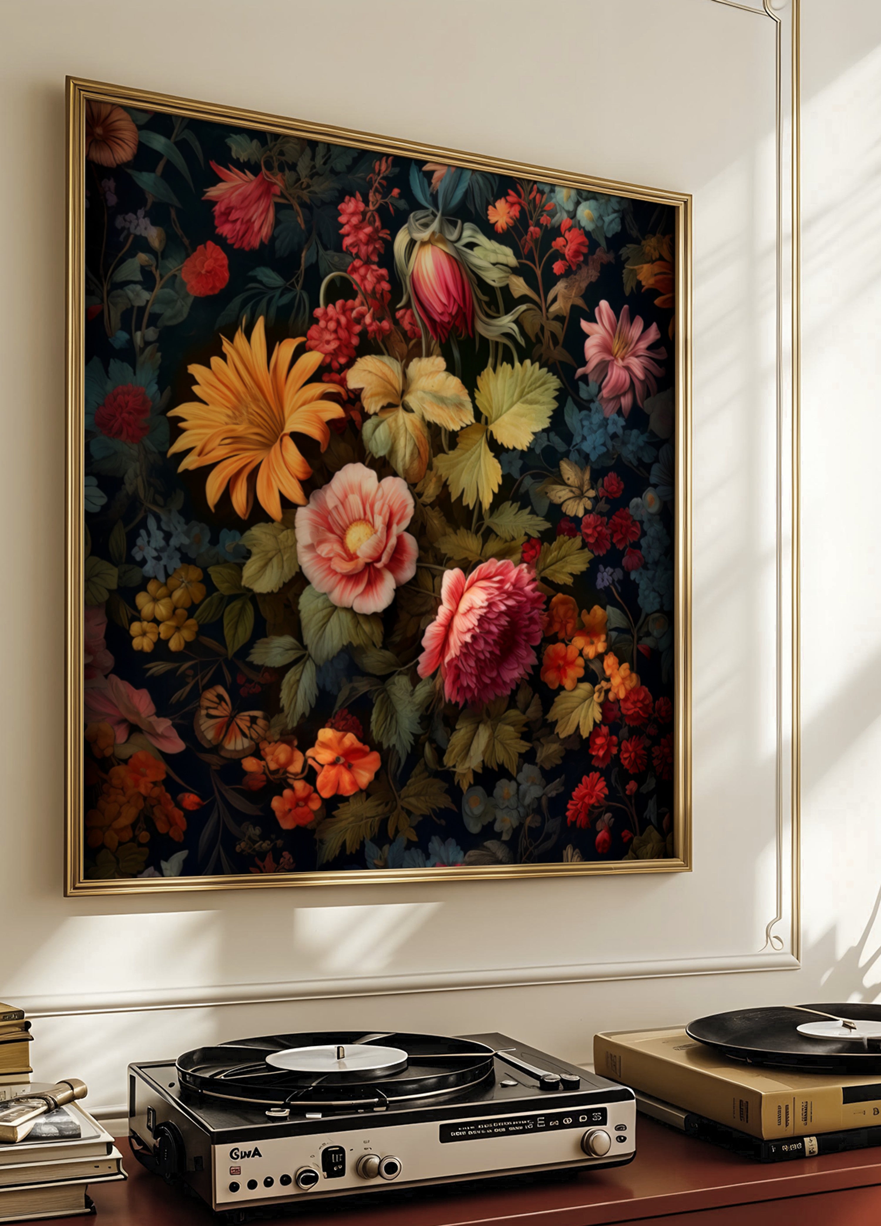 Üppige dunkle Blumenblüte