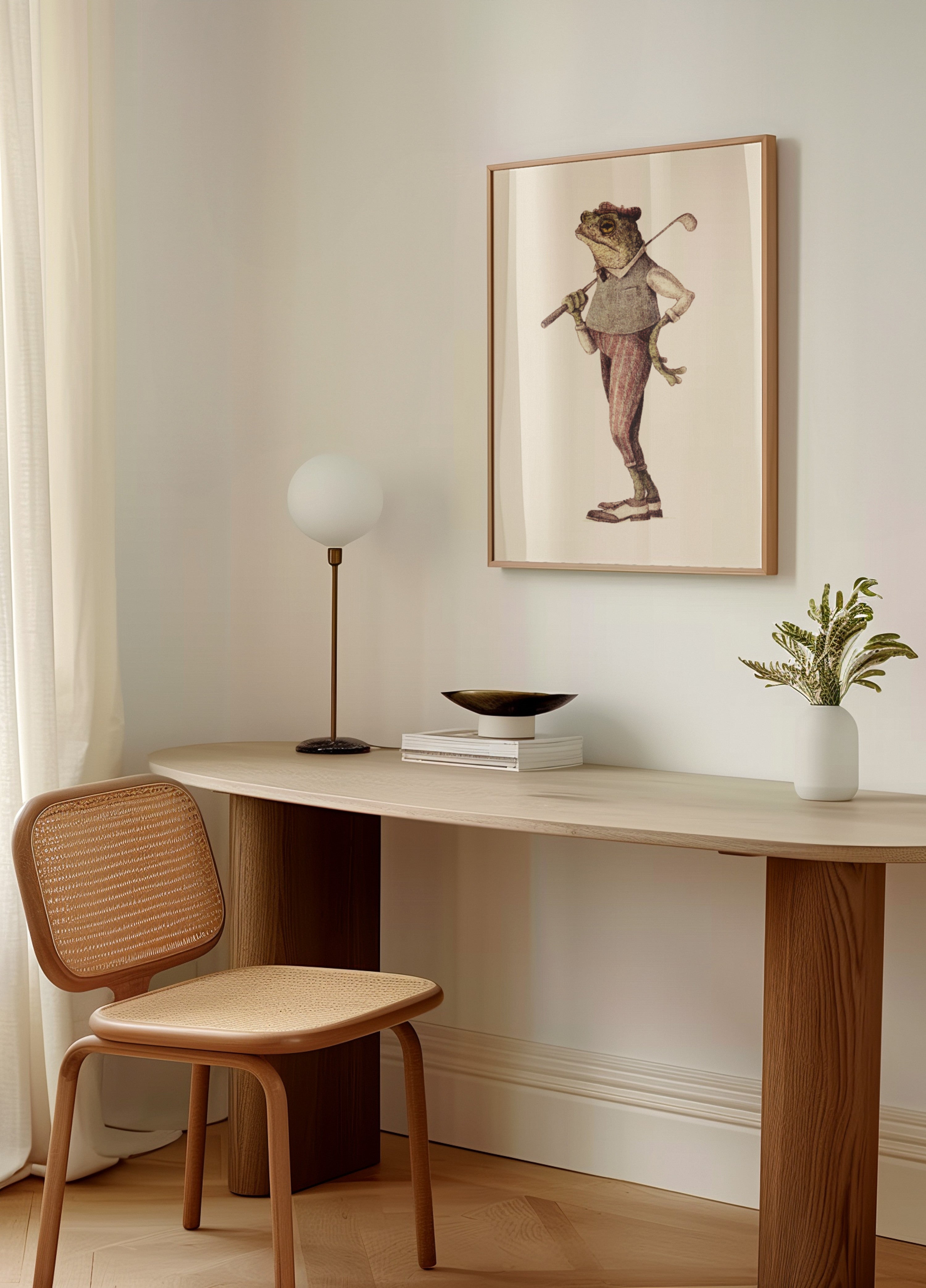 Frosch in Vintage-Golfkleidung