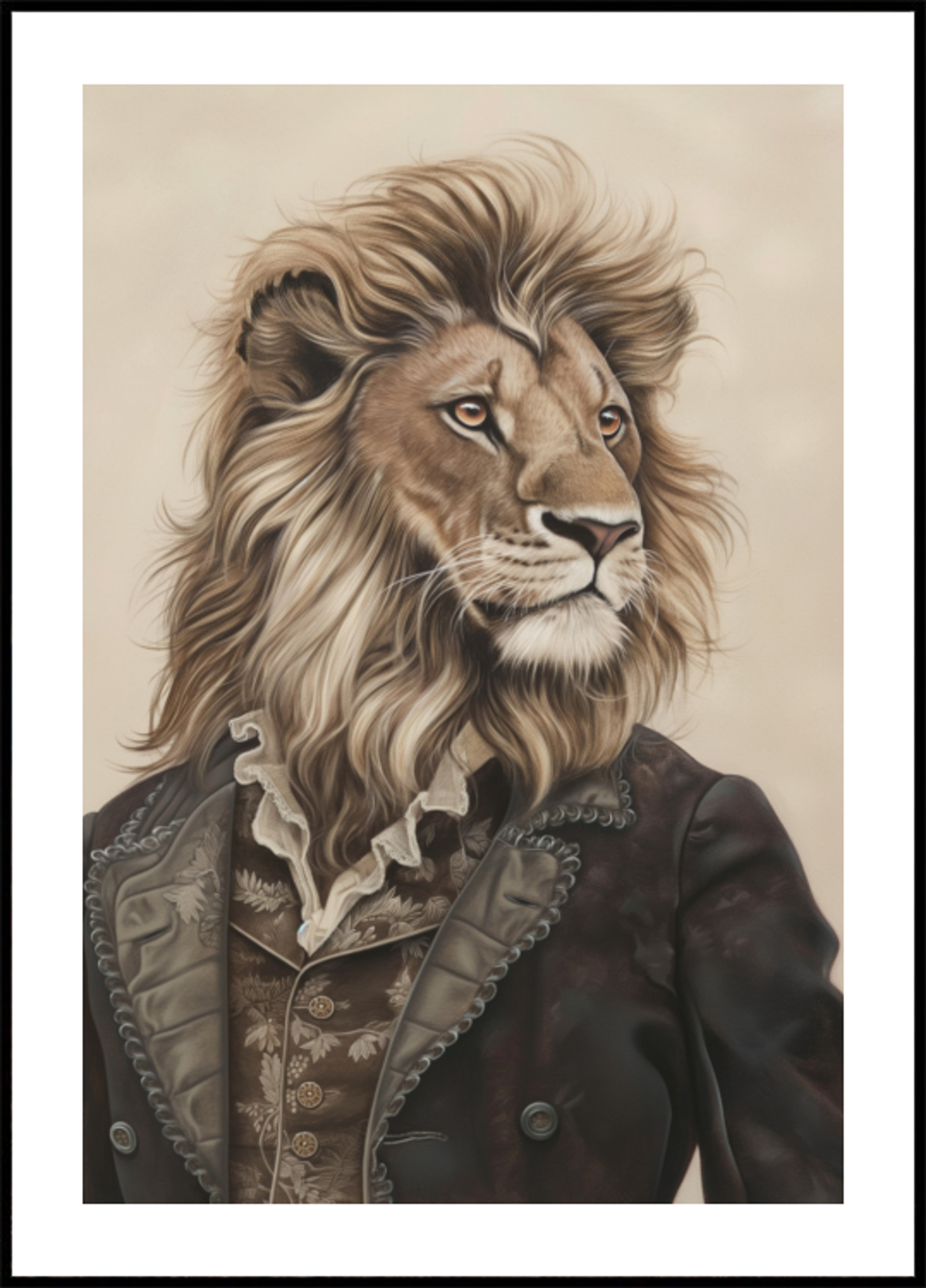 Sir Löwe in Vintage-Kleidung