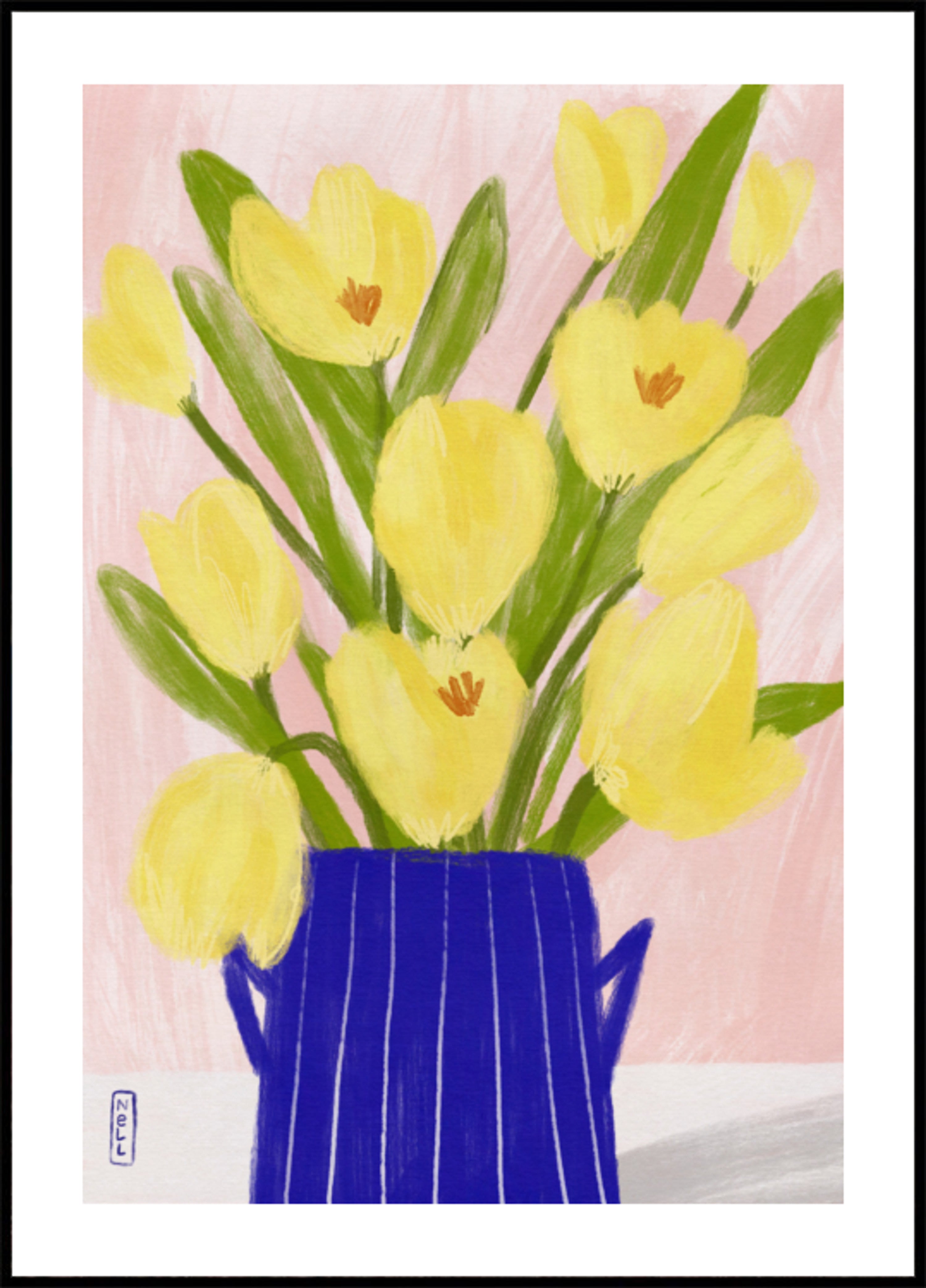 Frühlingstulpen Blaue Vase