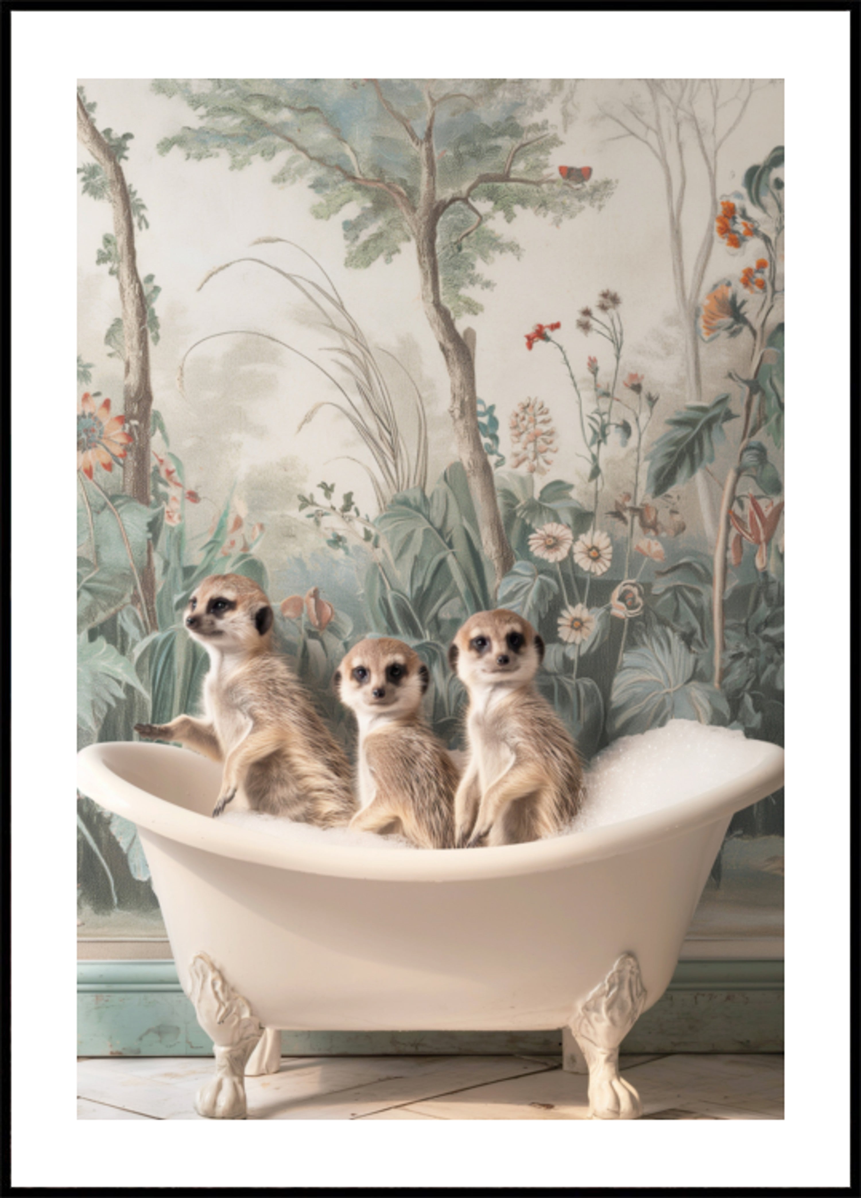 Badezeit mit drei Erdmännchen