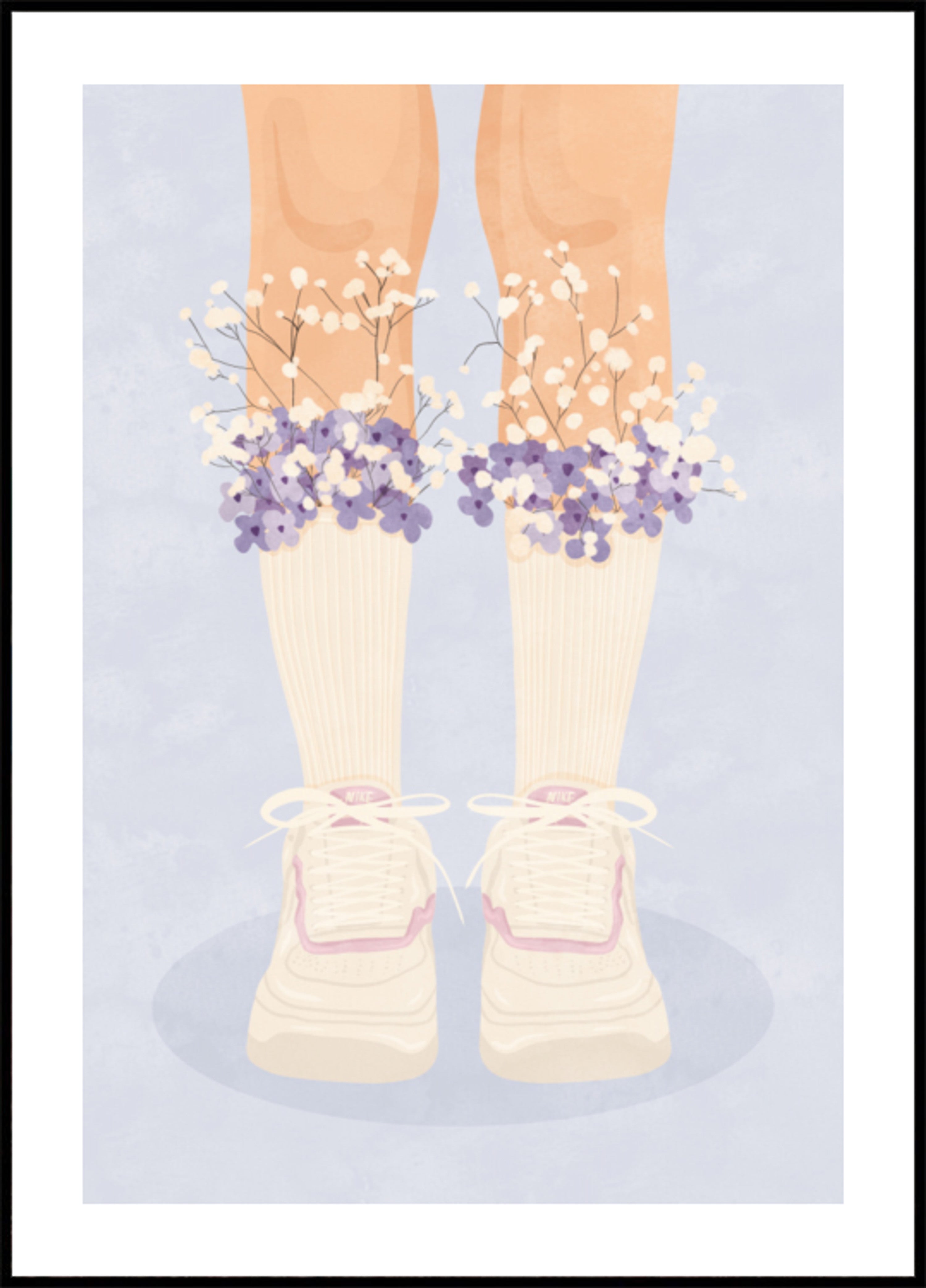 Blumensocken und Turnschuhe