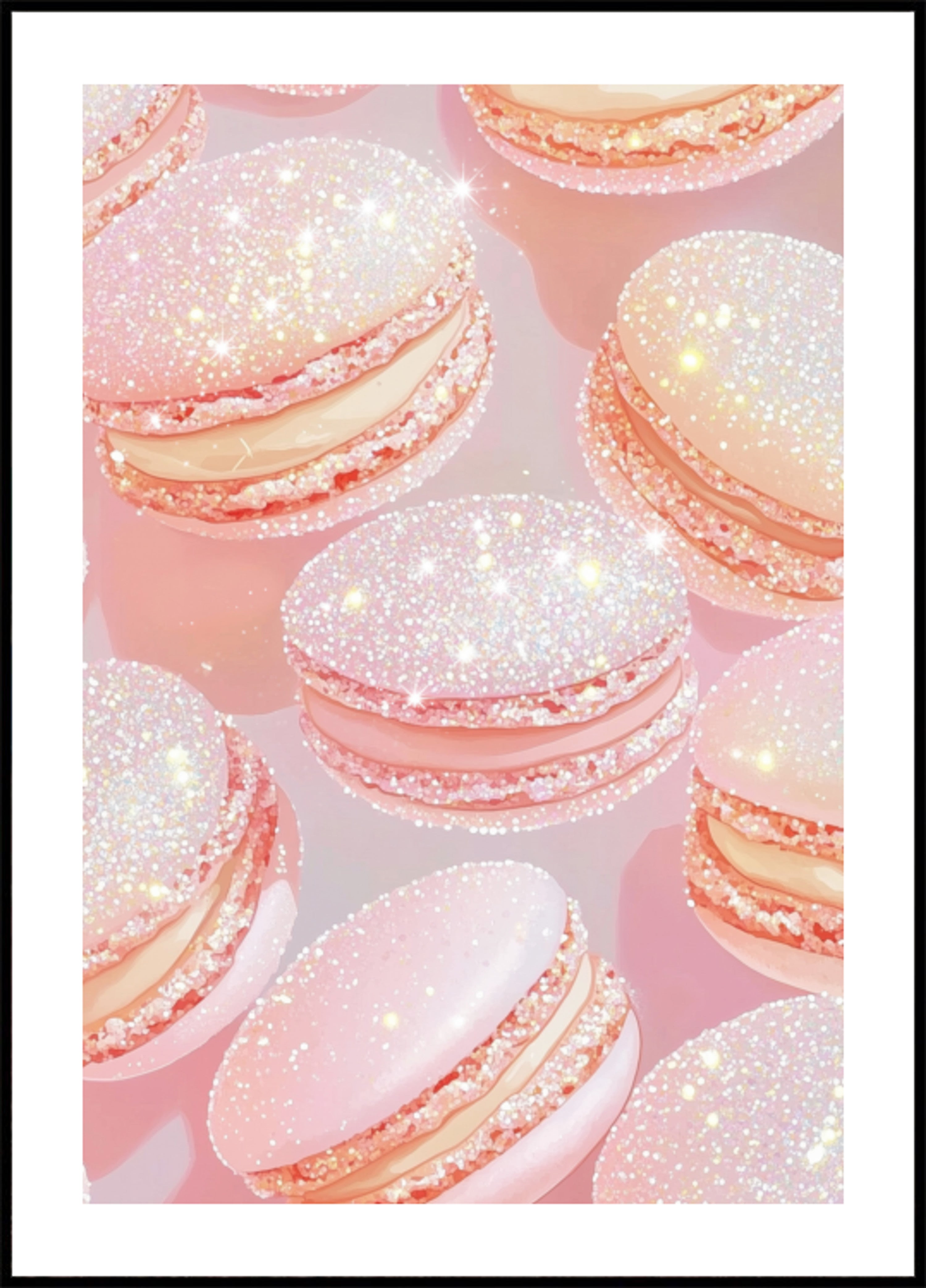 Glitzernde rosa Macarons