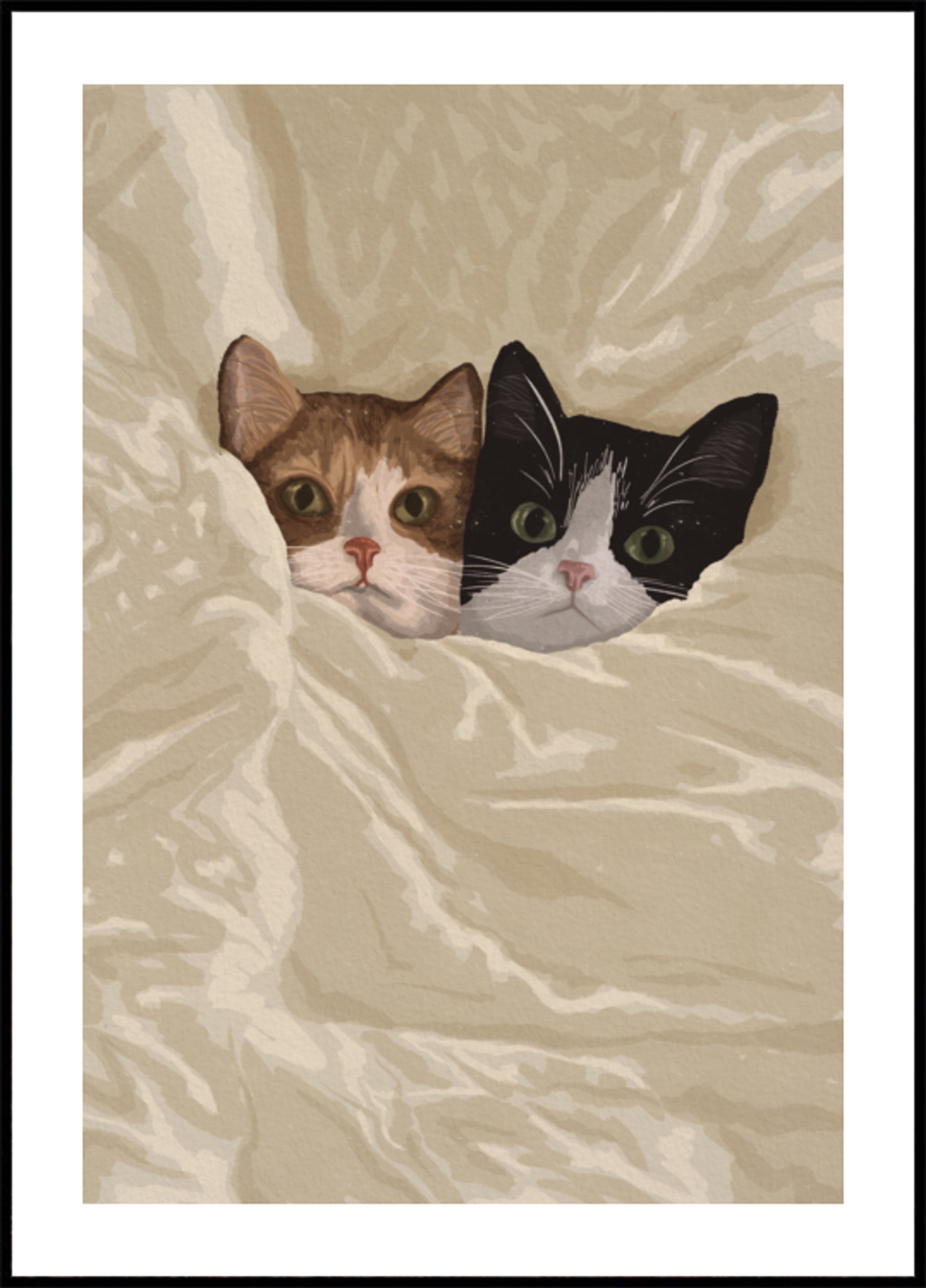 Gemütliche Katzen, die herausschauen