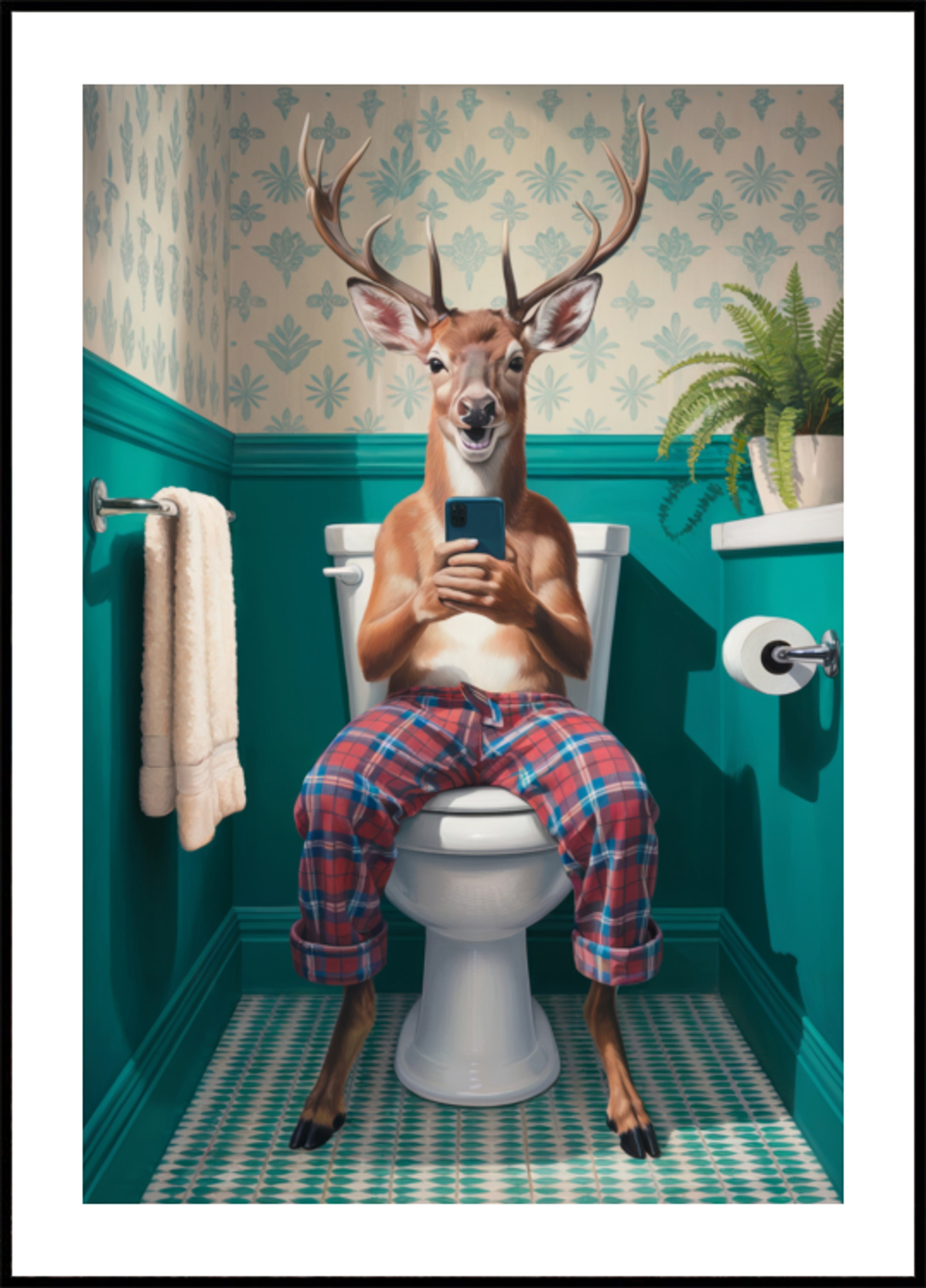 Skurrile Hirsch-Toilettenszene