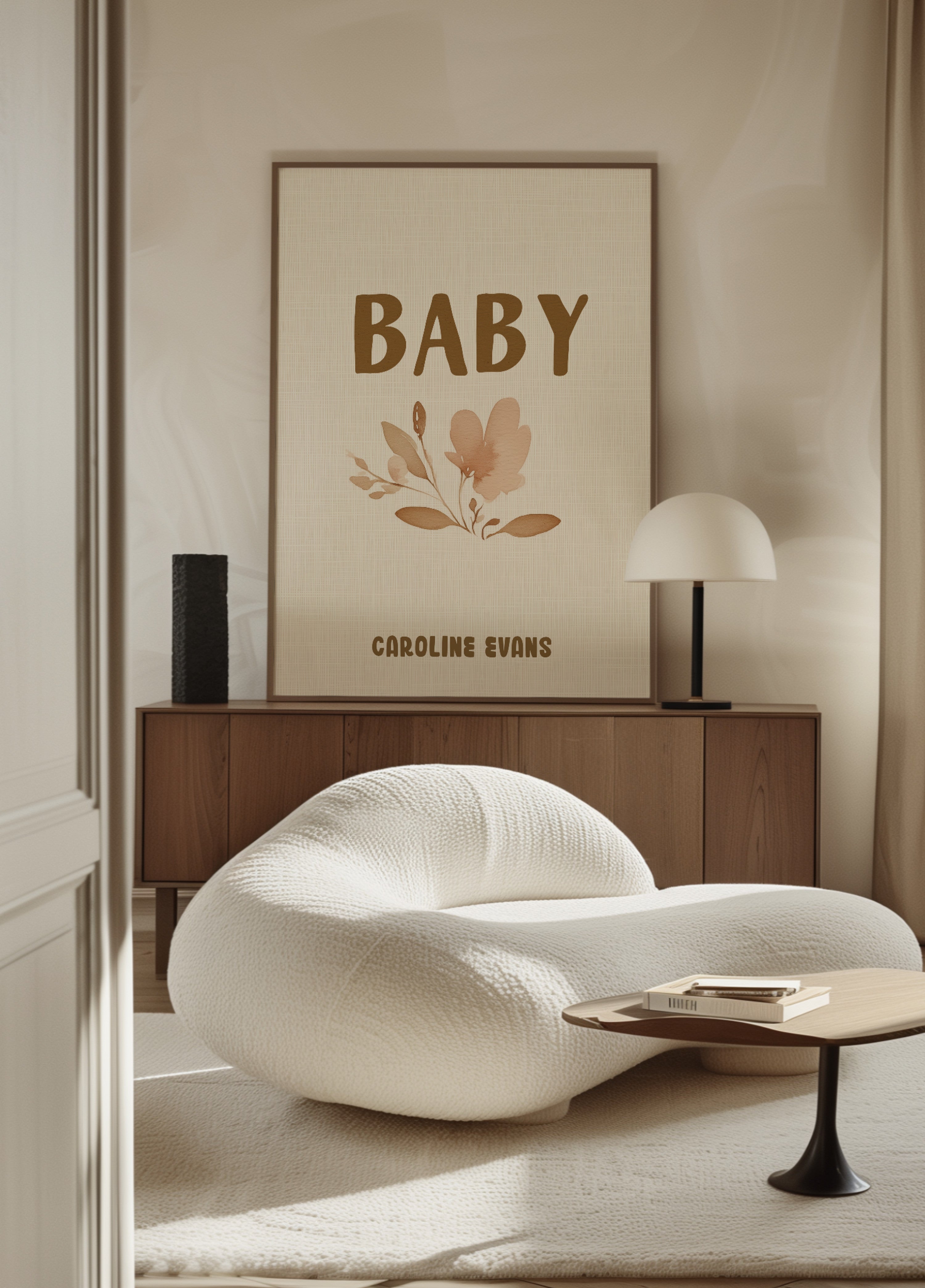 Nicht personalisierte Blumen-Babynamen-Wandkunst