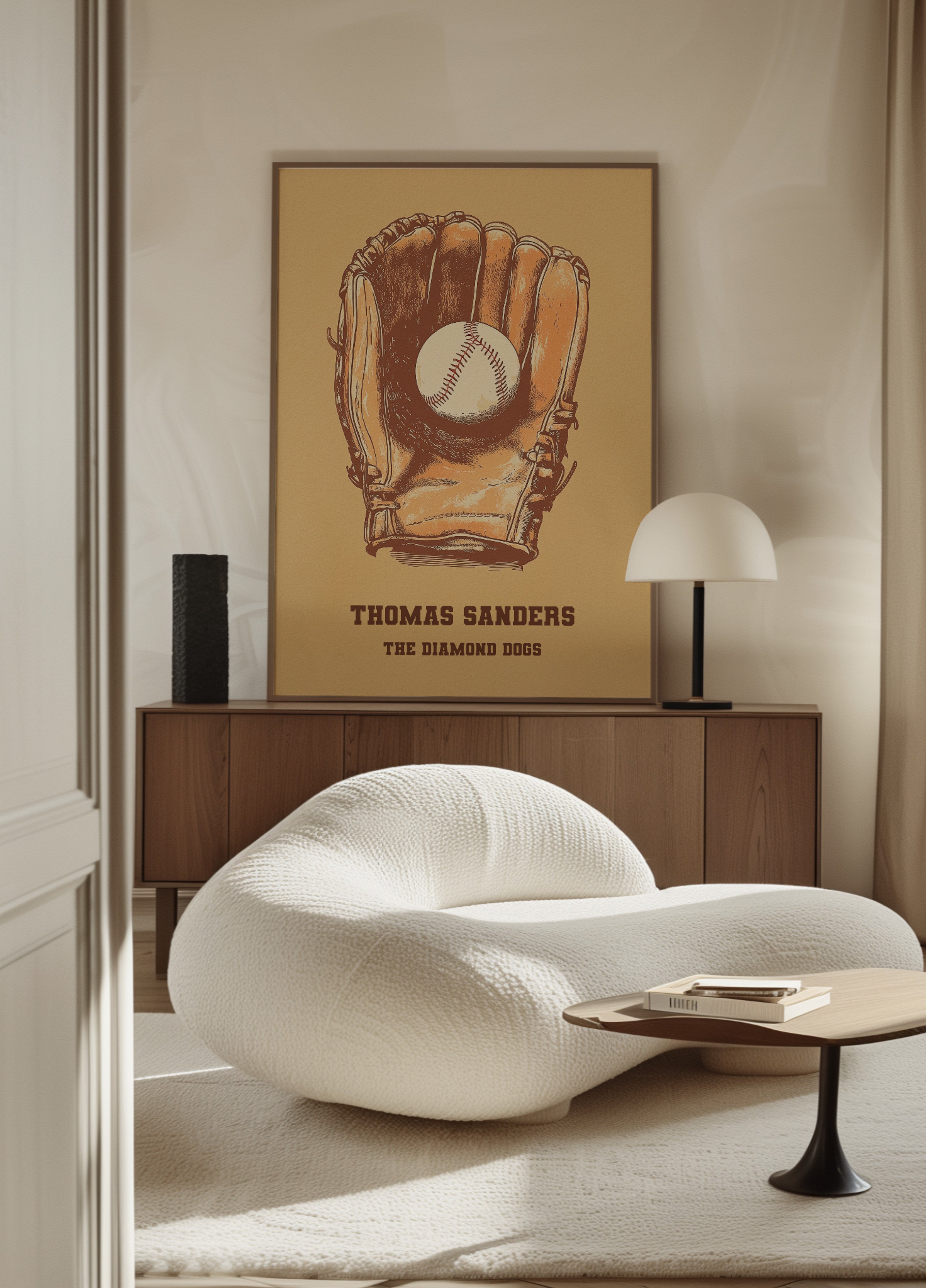 Vintage-Baseballhandschuh- und Ballplakat