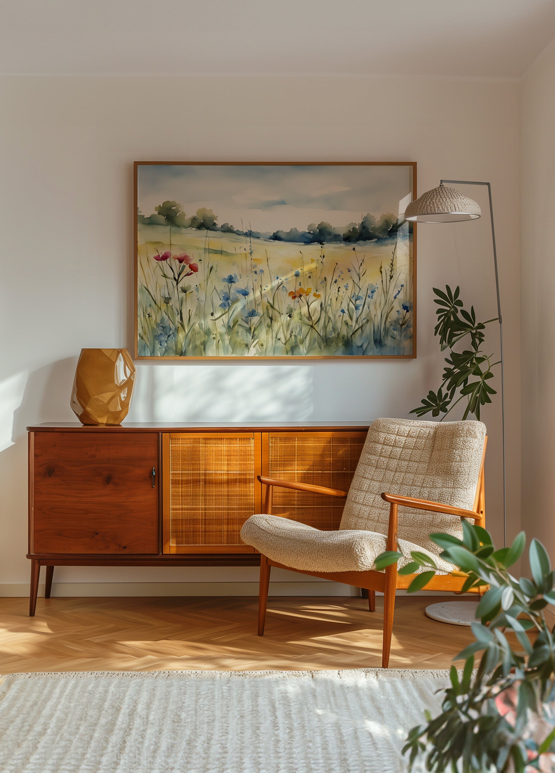 Wildblumenfeld-Aquarell