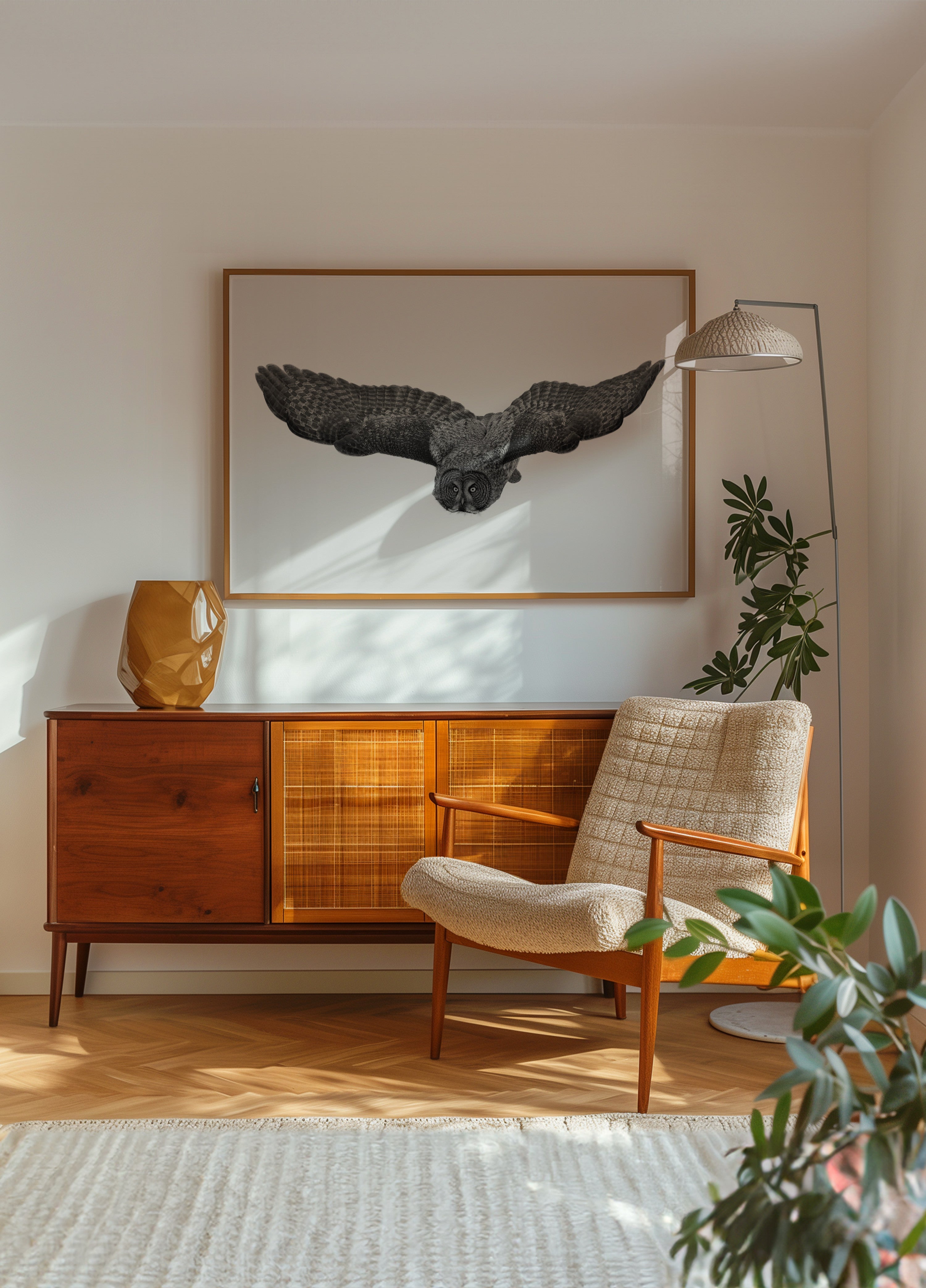 Majestätische Eule im Flug