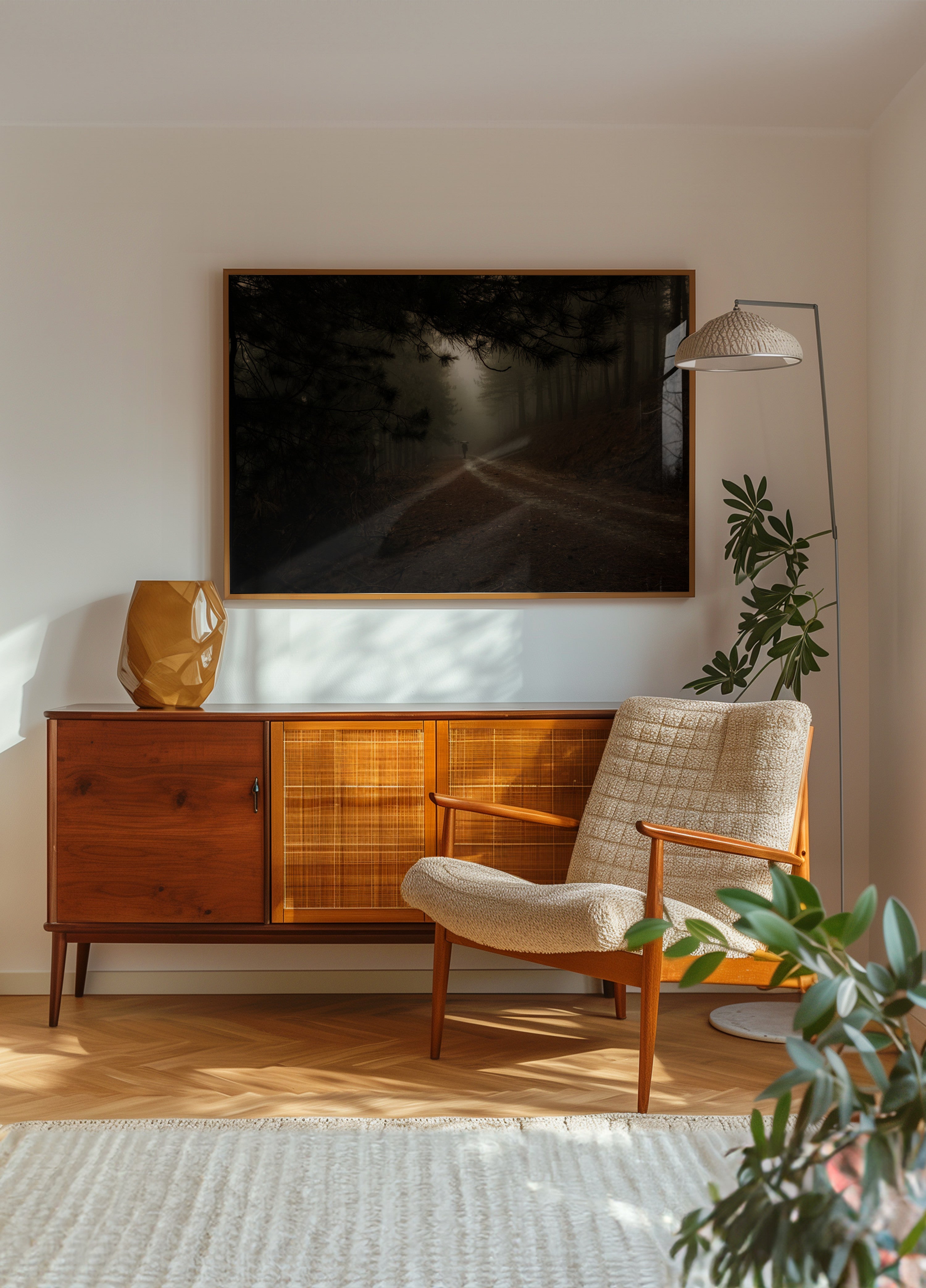 Nebliger Waldweg