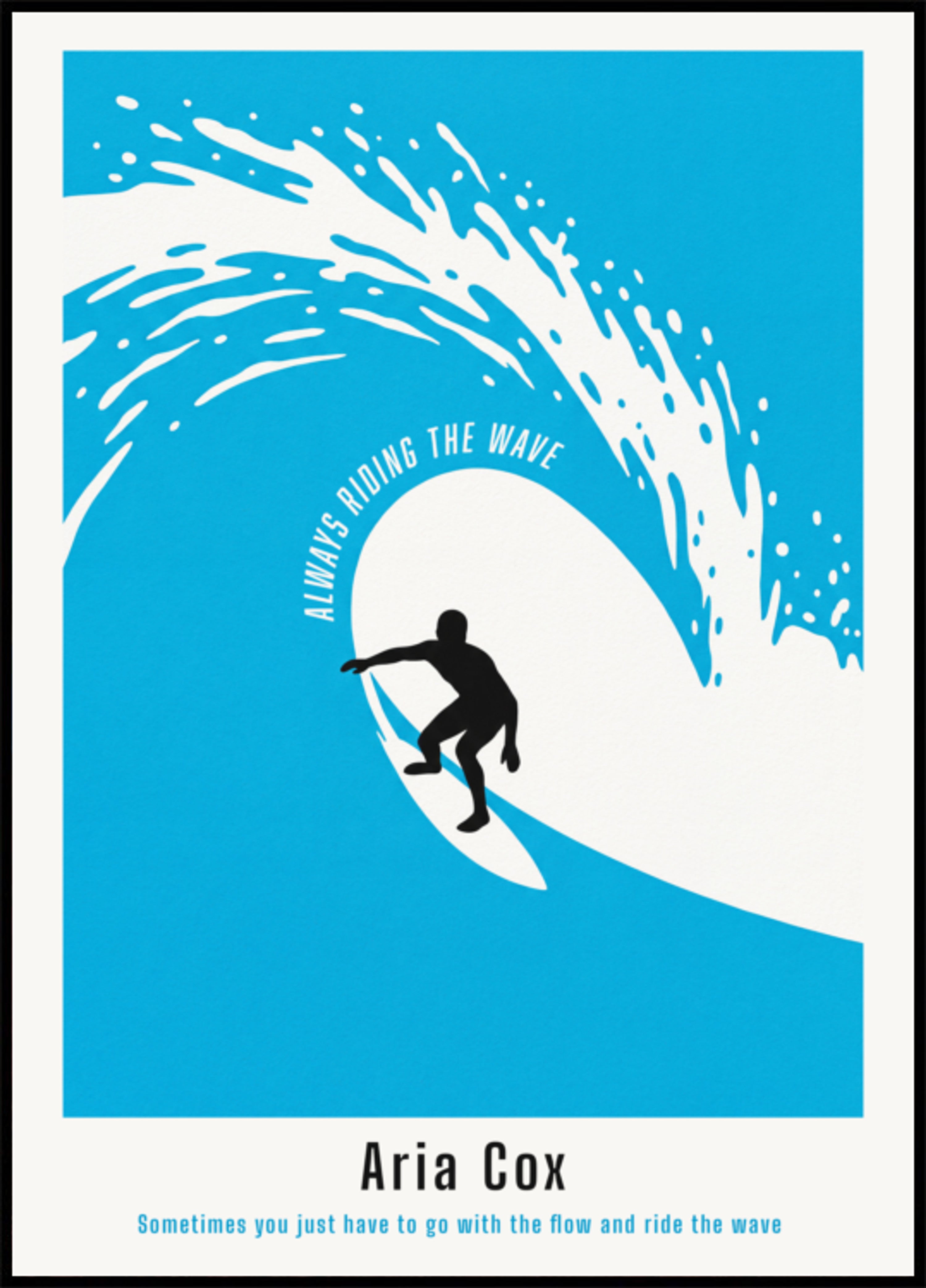 Unpersönliches Surfer-Poster einer Welle