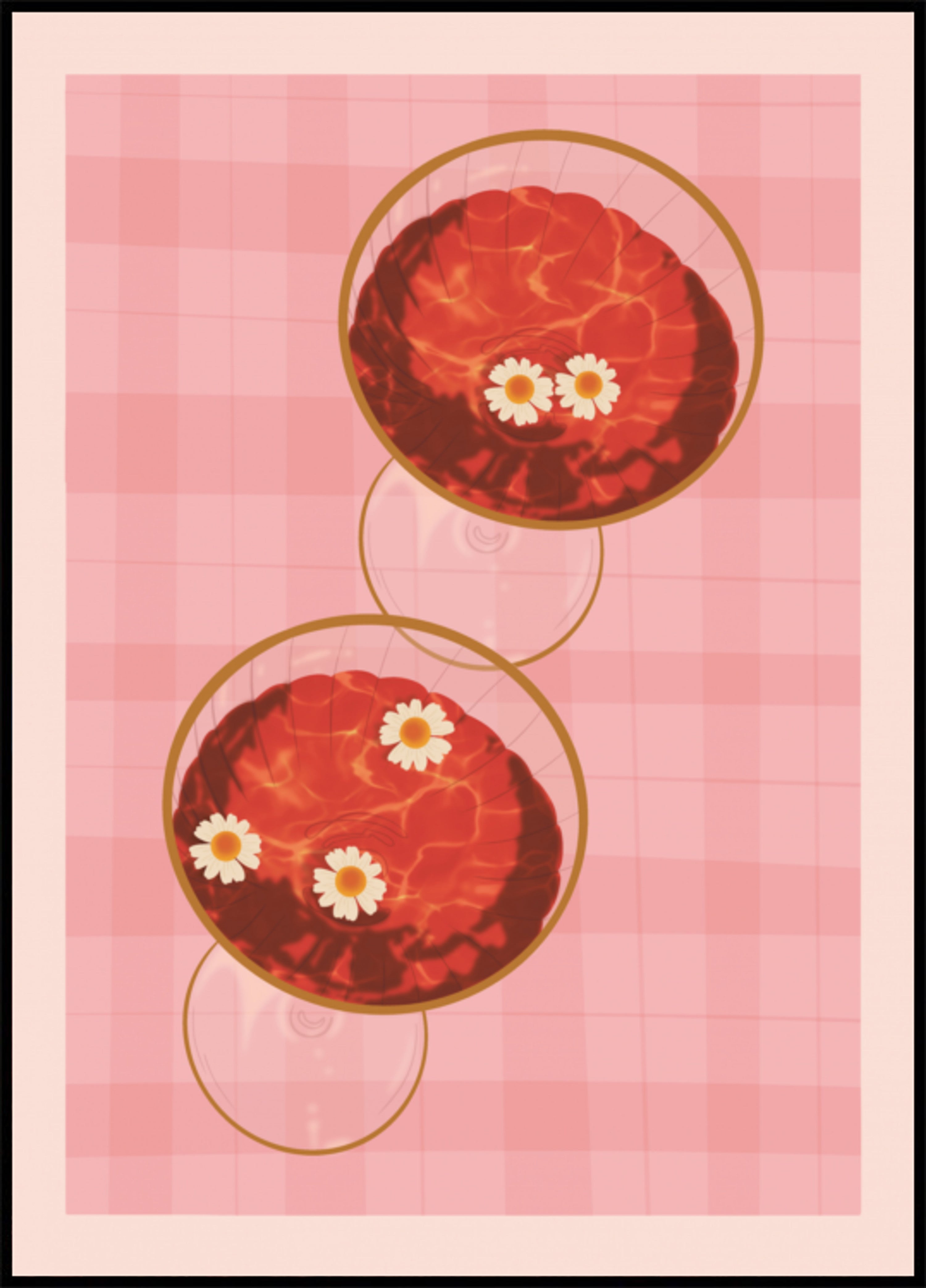 Rosa Getränke mit Gänseblümchen