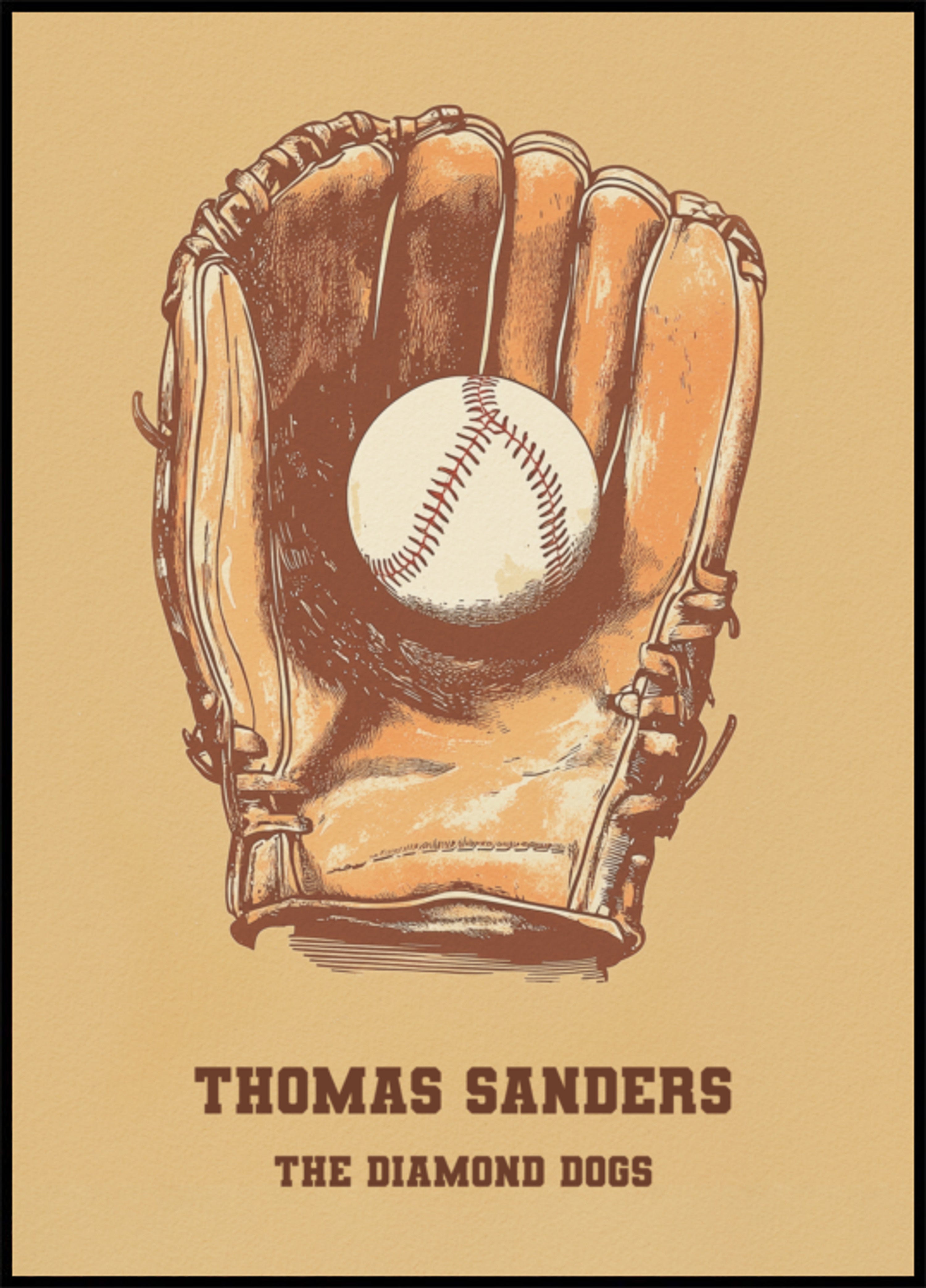 Vintage-Baseballhandschuh- und Ballplakat