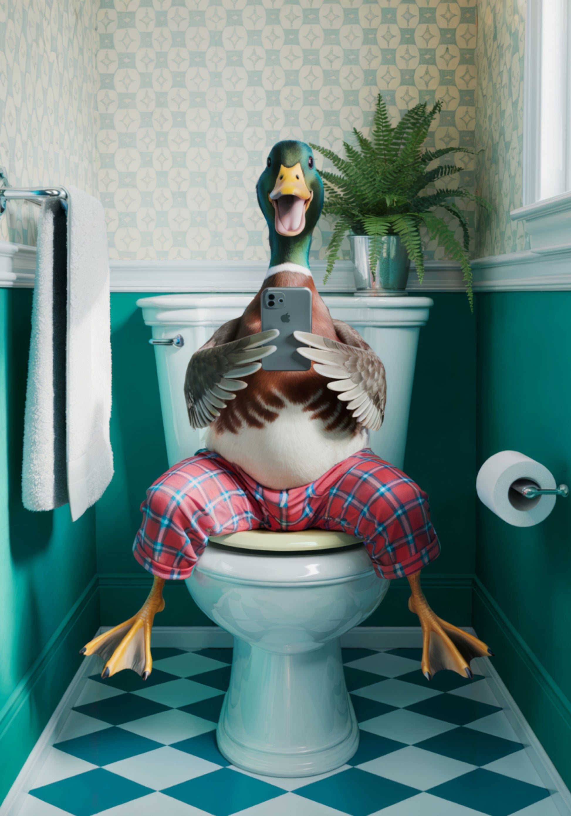 Pyjama-Enten-Selfie