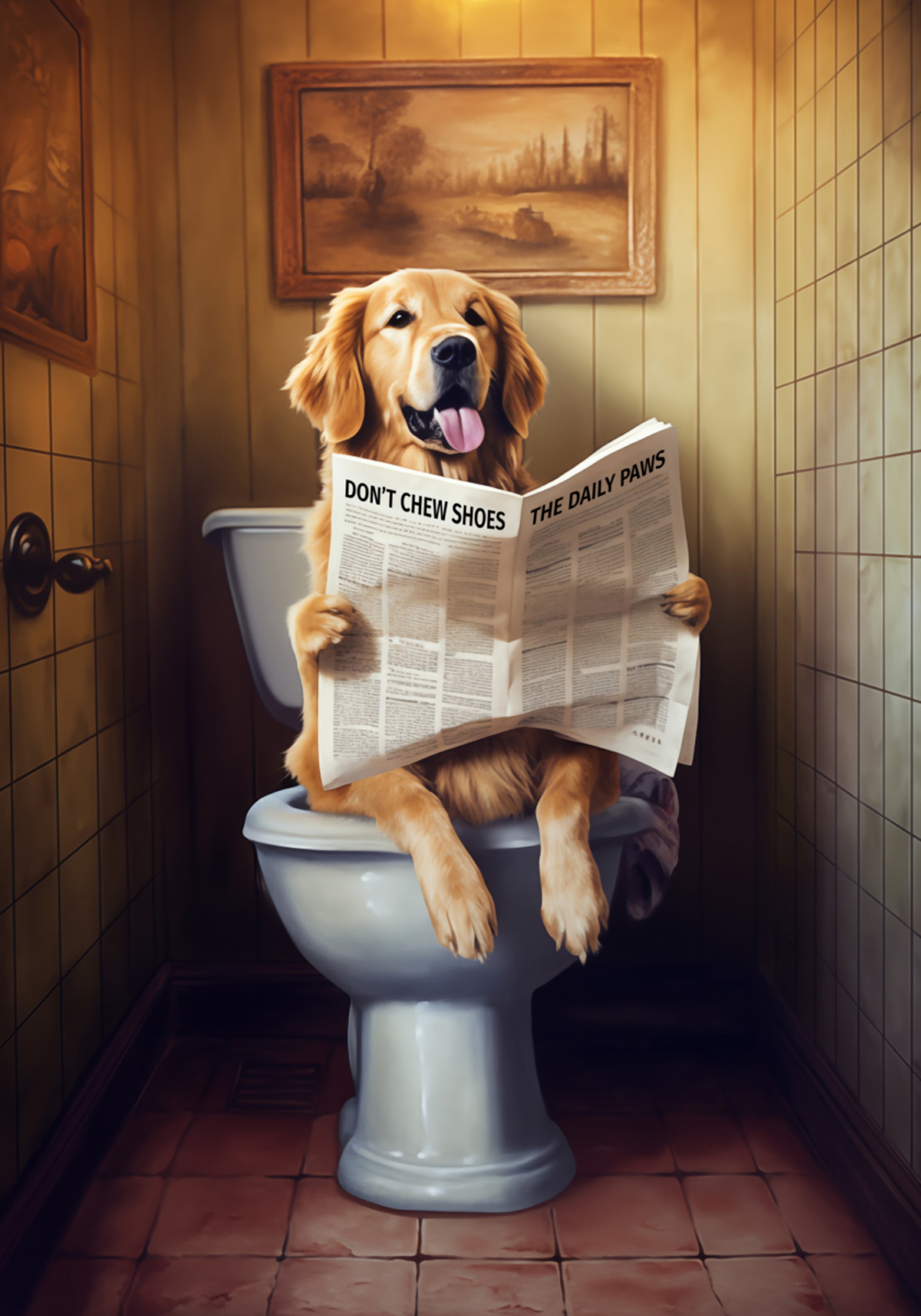 Lustiger Hund, der Zeitung liest