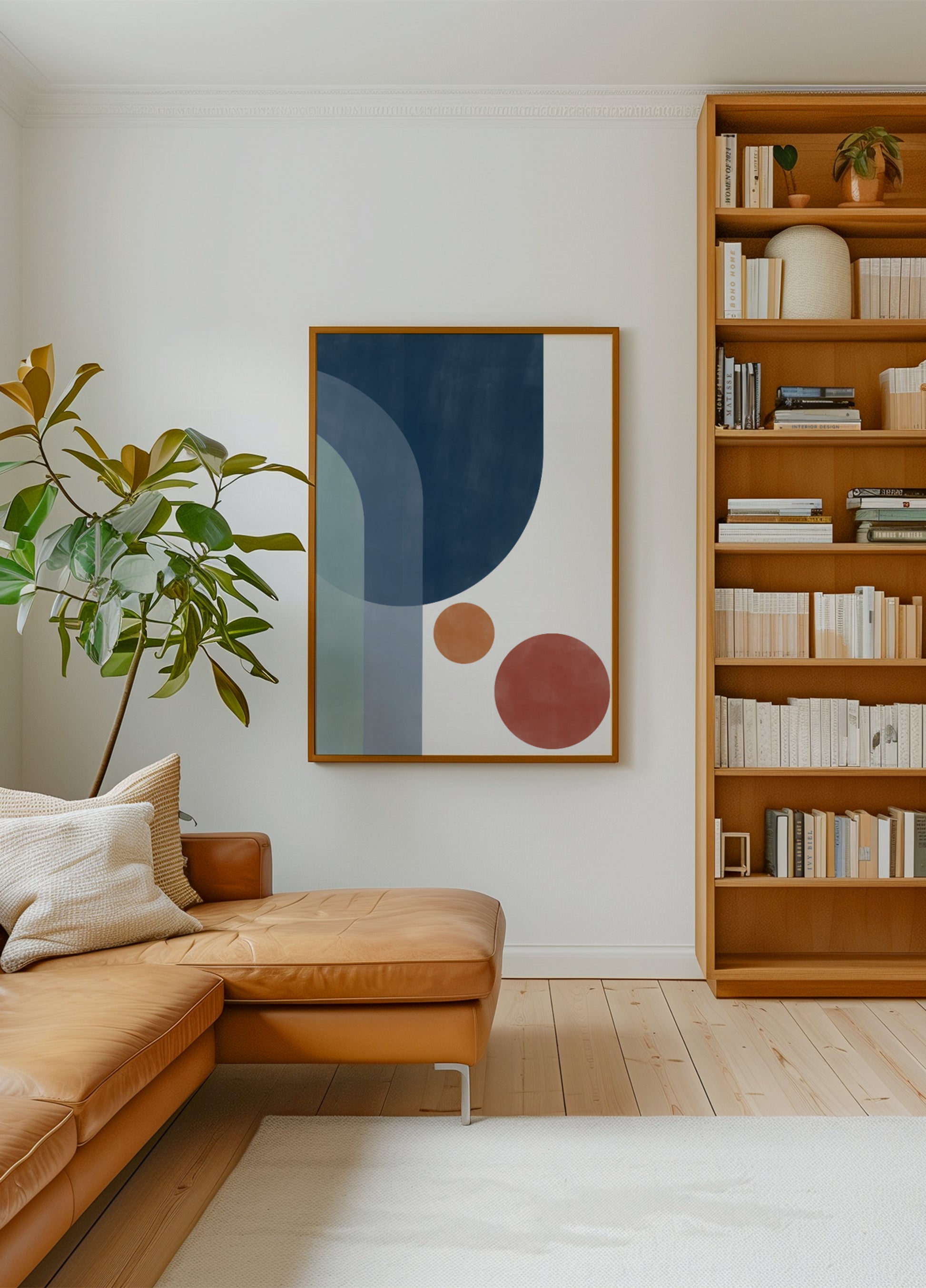 Geometrische Blau-Orange-Zusammenfassung