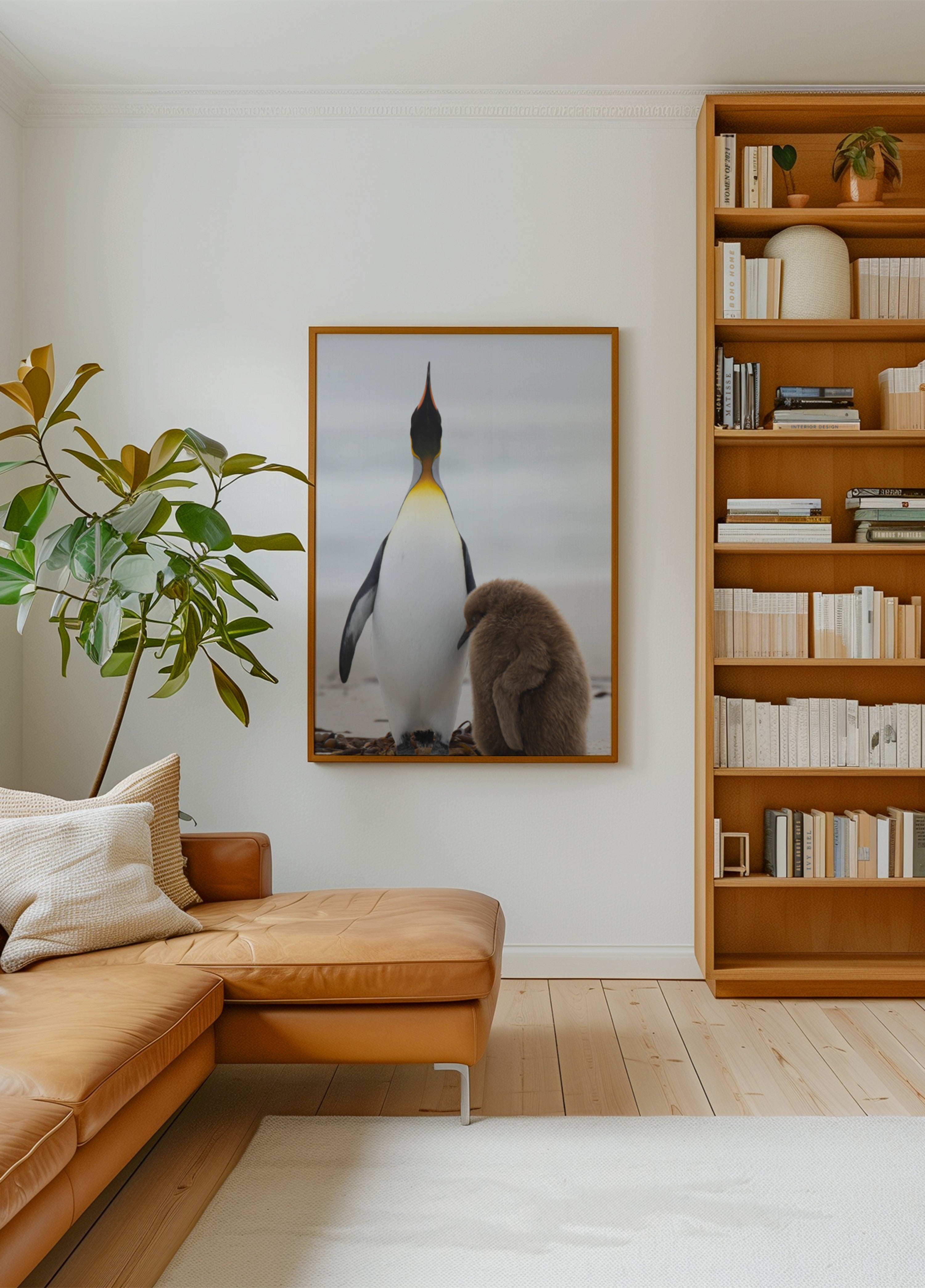 Pinguinfamilie am Strand