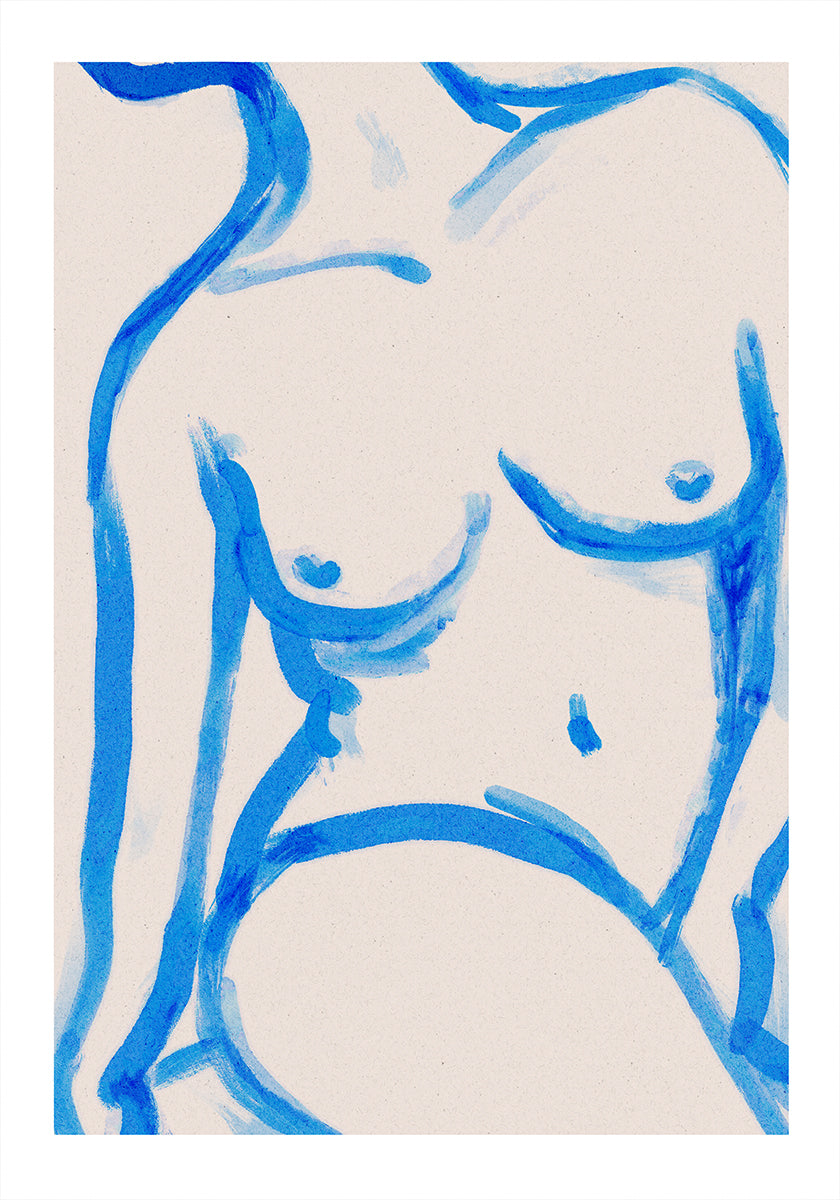 Blue Contour Nude Plakat - Posterbox