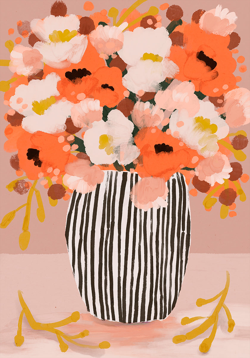 Striped Vase Blooms Plakat - Posterbox
