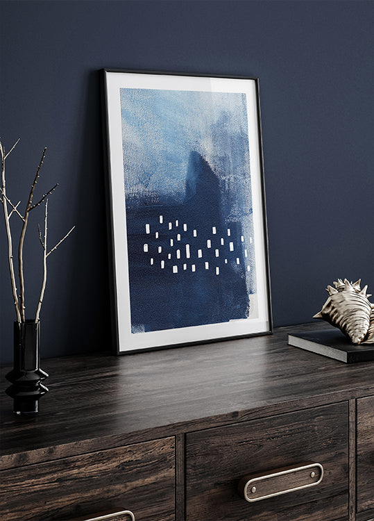 Blue Hues And White Rectangular Elements - Posterbox